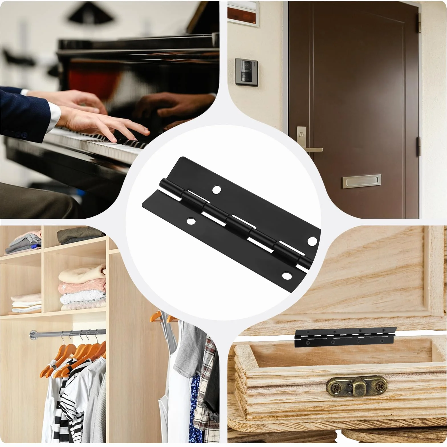Czarne taśmy fortepianowe 20 cm ciężkie zawiasy z otworami do mebli drewnianych