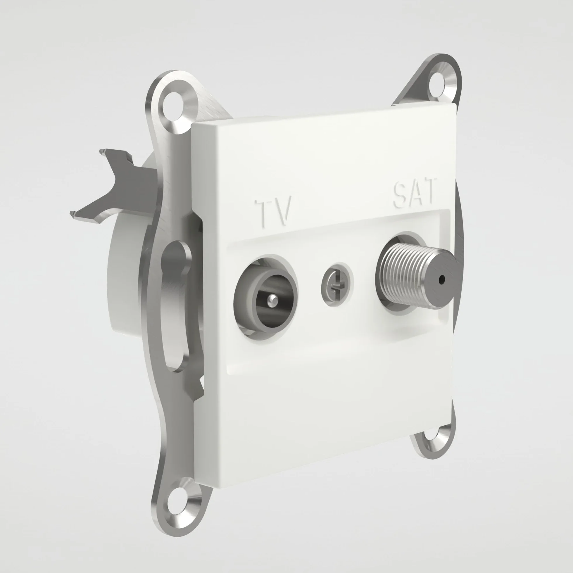Schneider Electric Asfora puszka przelotowa TV SAT 8 dB podtynkowa 2 wyjścia biała