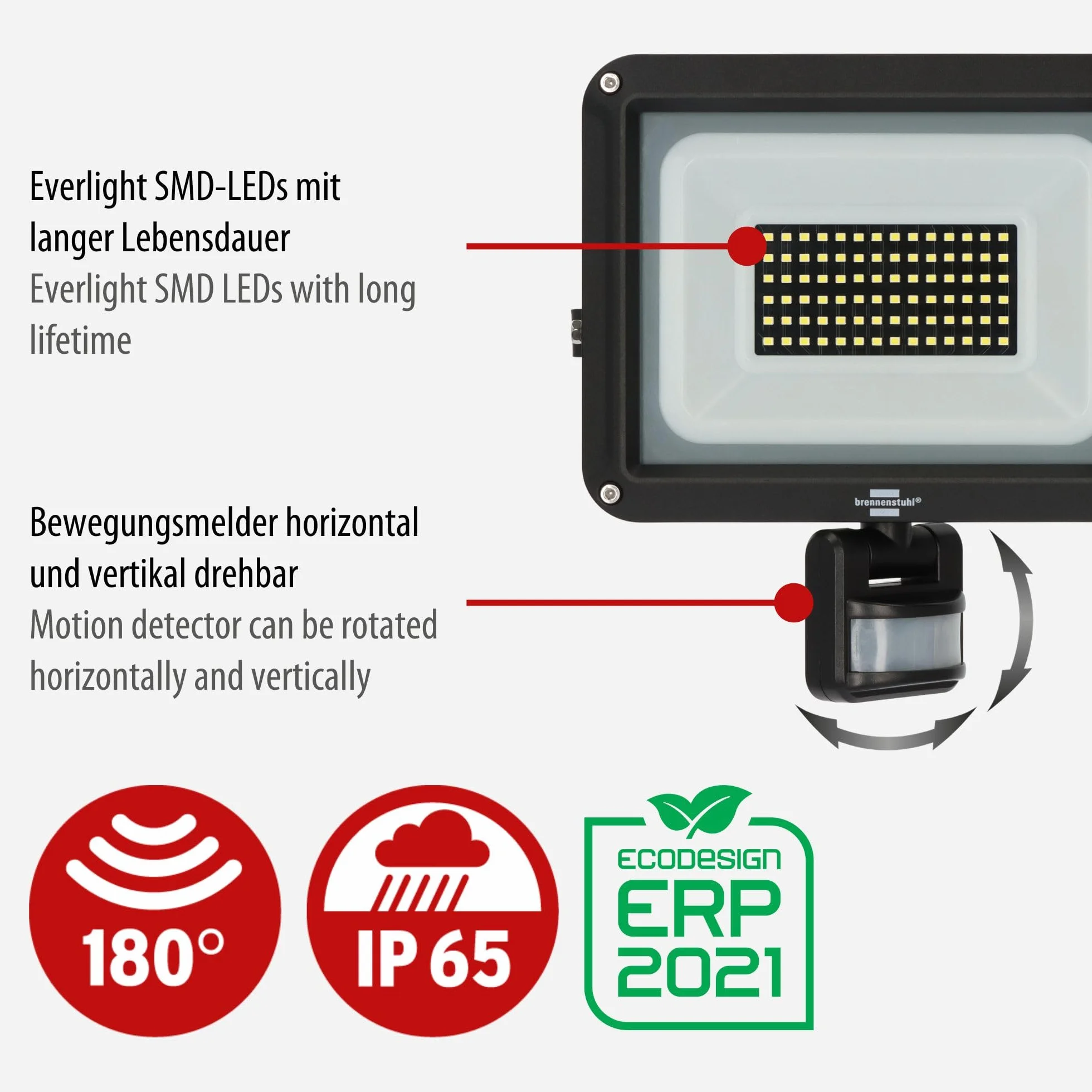 Brennenstuhl naświetlacz LED JARO 7060 P 50W 5800lm 6500K IP65 z czujnikiem ruchu