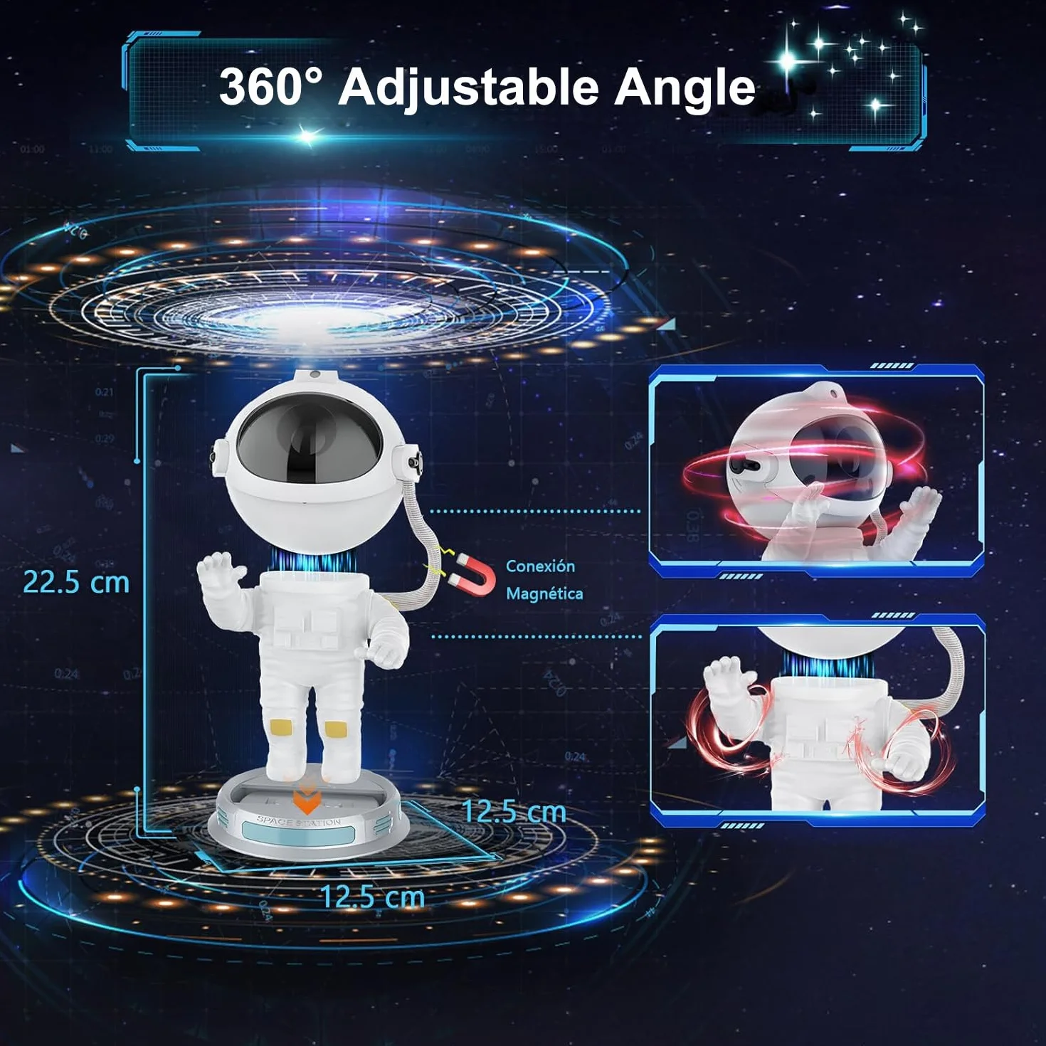 Projektor światła astronauty gwiaździste niebo Galaxy z pilotem i timerem 360° do sypialni