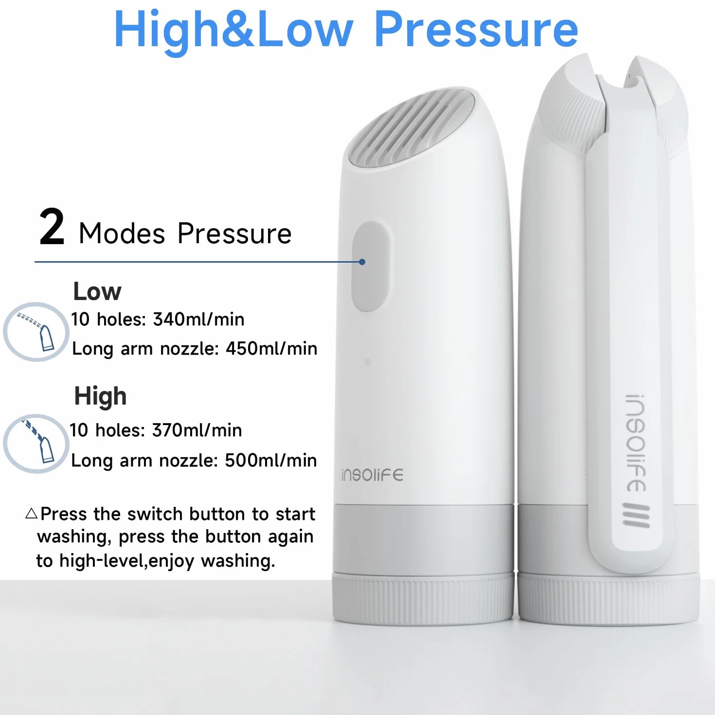 insolife Przenośny bidet 3. generacji pod wysokim ciśnieniem elektryczny dla mężczyzn i kobiet biały
