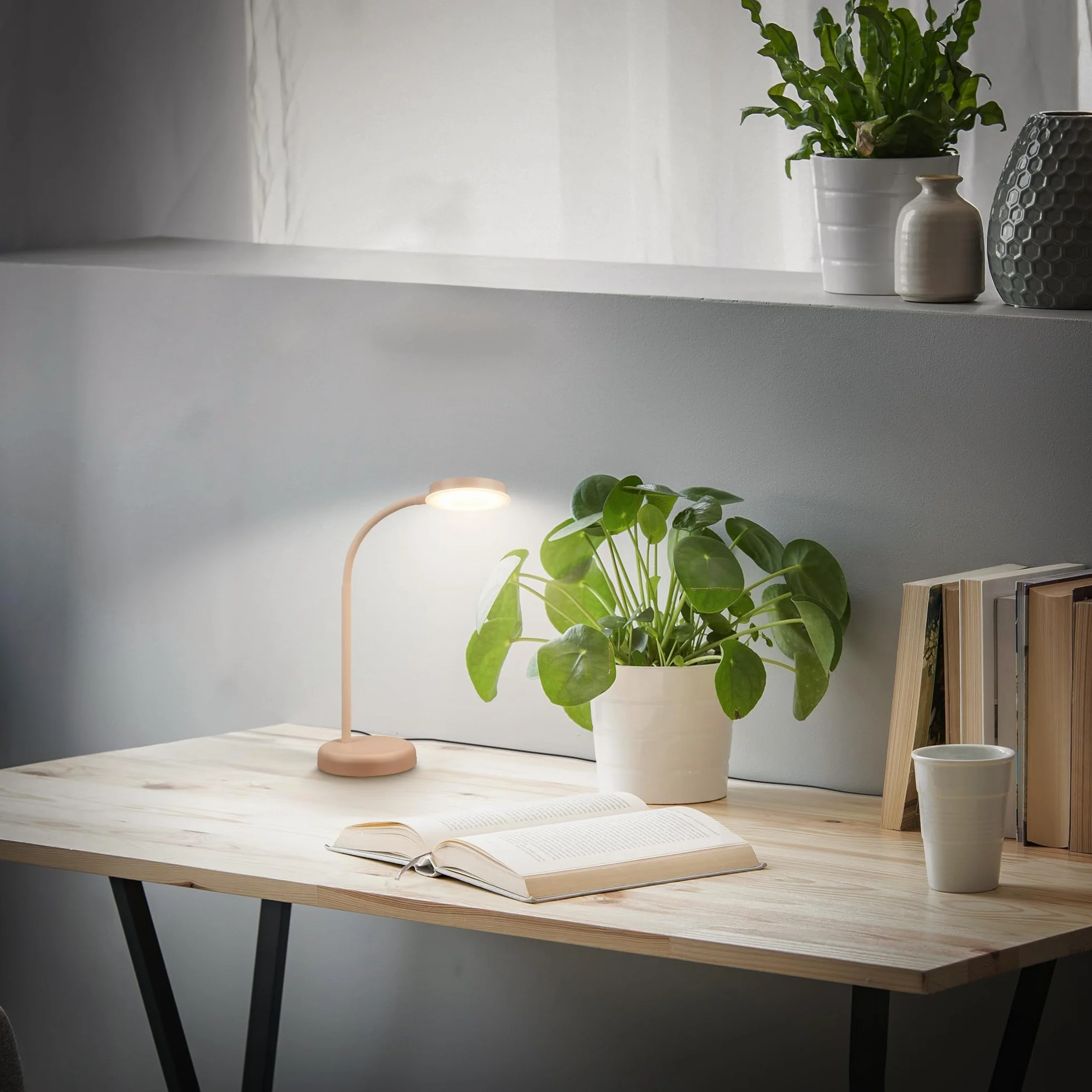 BRILONER Lampa biurkowa LED z dotykiem ściemniana obrotowa 13x55,5 cm beżowy