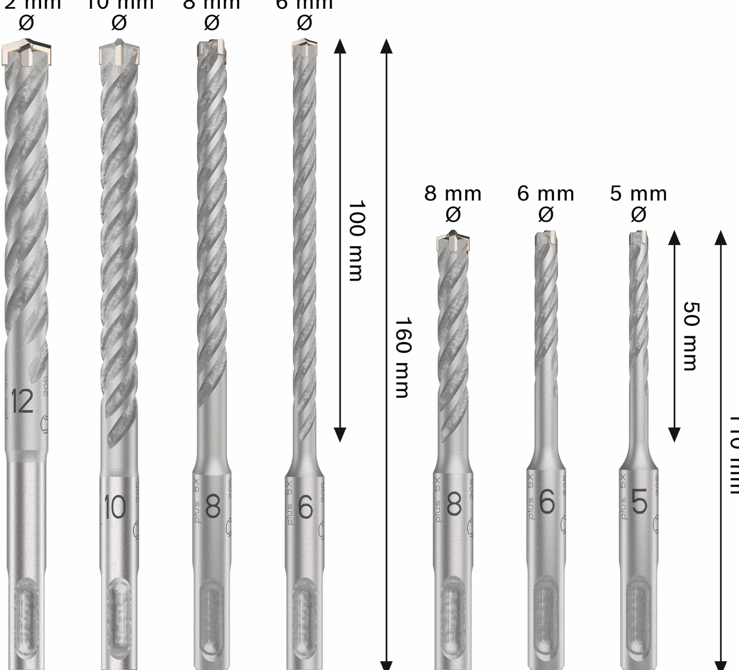 Bosch 7x Zestaw wierteł PRO SDS plus-5X Ø 5,0-12,0 mm
