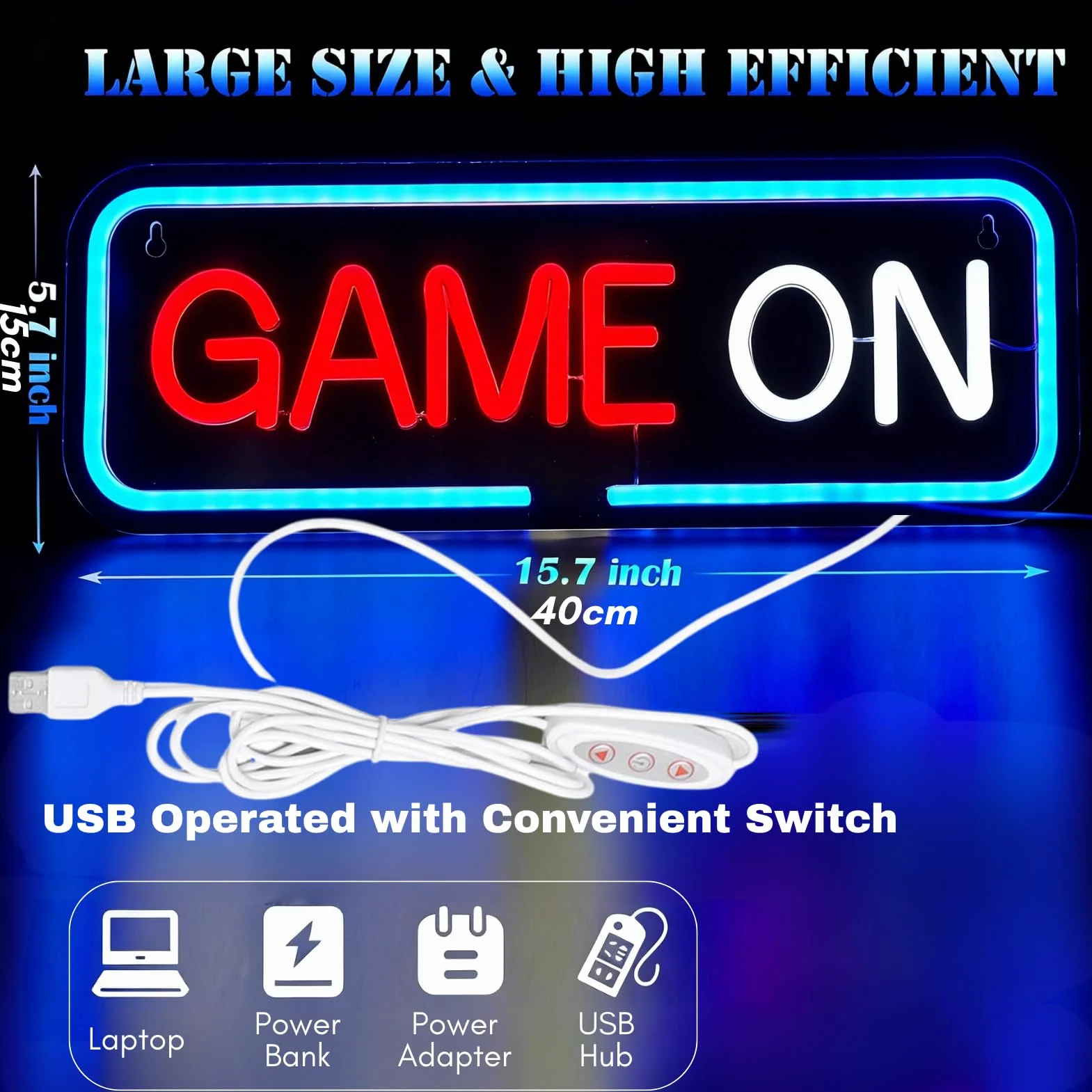 Gaming Neon Znak LED Kolorowa Loda z Hakiem do Wystroju ściennego Dimmable