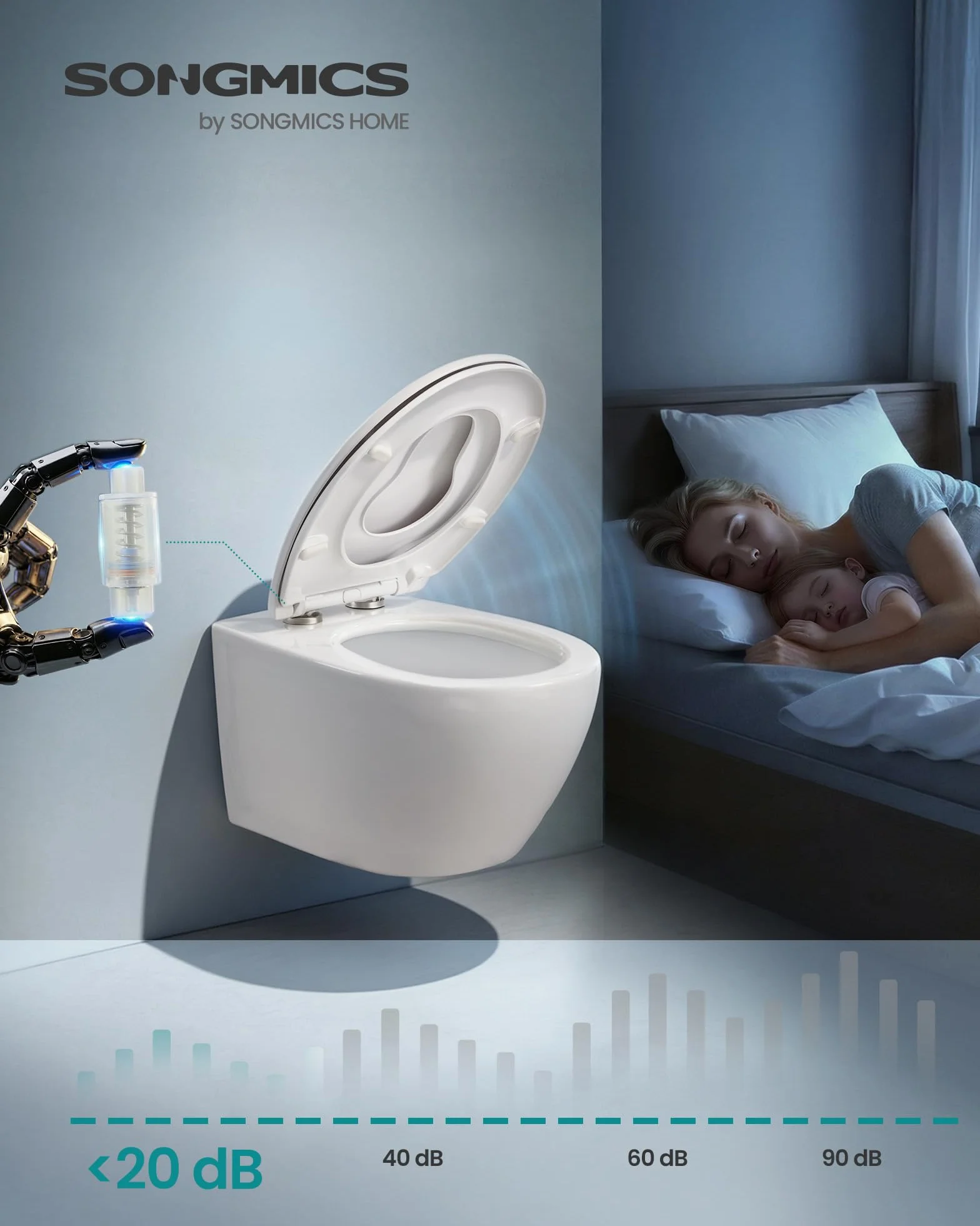 SONGMICS Deska sedesowa dla dziecka mechanizm cichego zamykania wyjmowana mocznikowo-duroplast nośność 300 kg biała BTL106WZ01