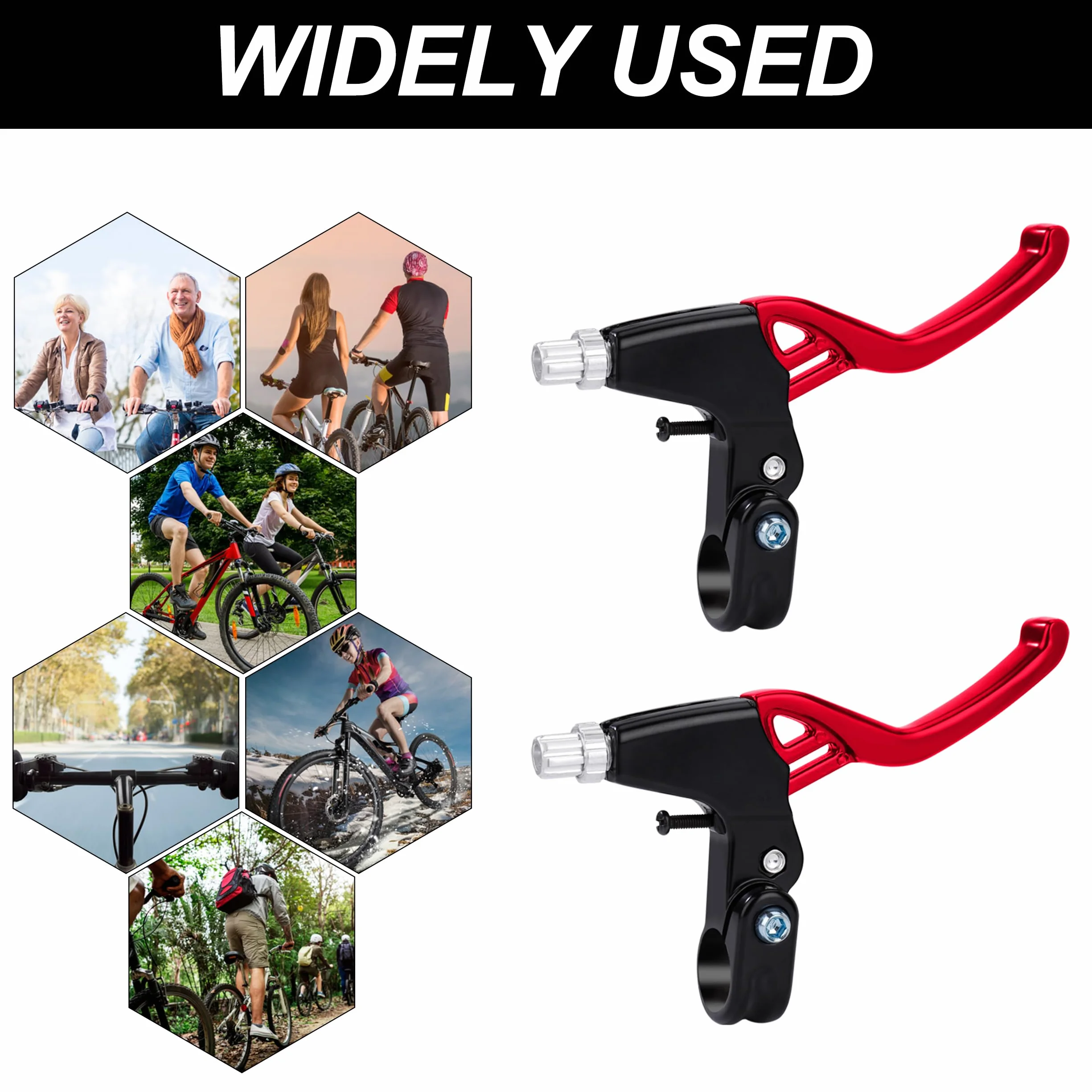 QIMEI-SHOP Dźwignia hamulca rowerowego Klamki hamulcowe do rowerów w całości ze stopu aluminium do kierownicy MTB rower szosowy średnica 22 mm czerwony 1 para