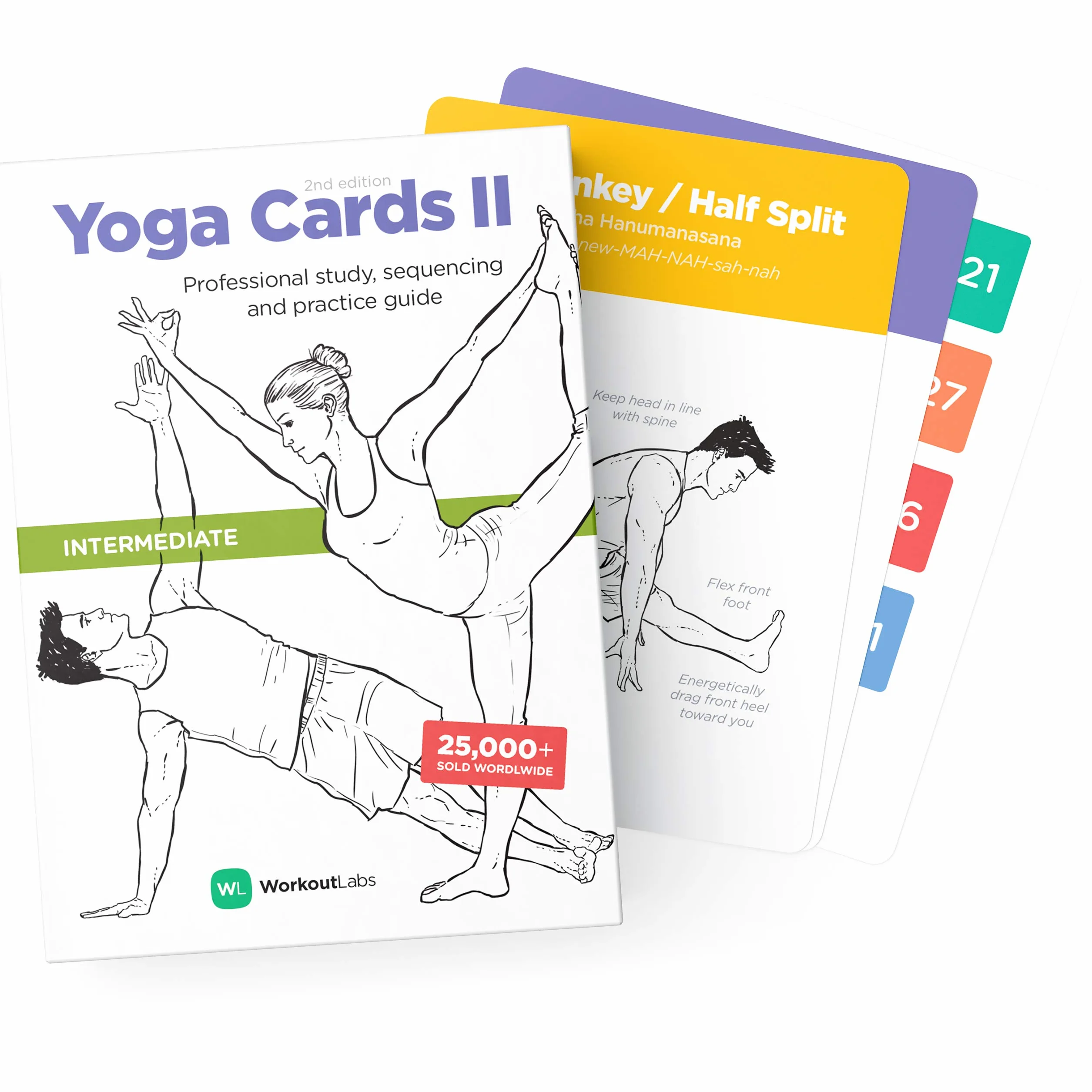 WorkoutLabs Mapy jogi II - średniozaawansowane: Profesjonalne studia wizualne, sekwencjonowanie klasy i praktyka mapa jogi przewodnik Vol.2 - Każda mapa jogi jest wykonana z tworzywa sztucznego +
