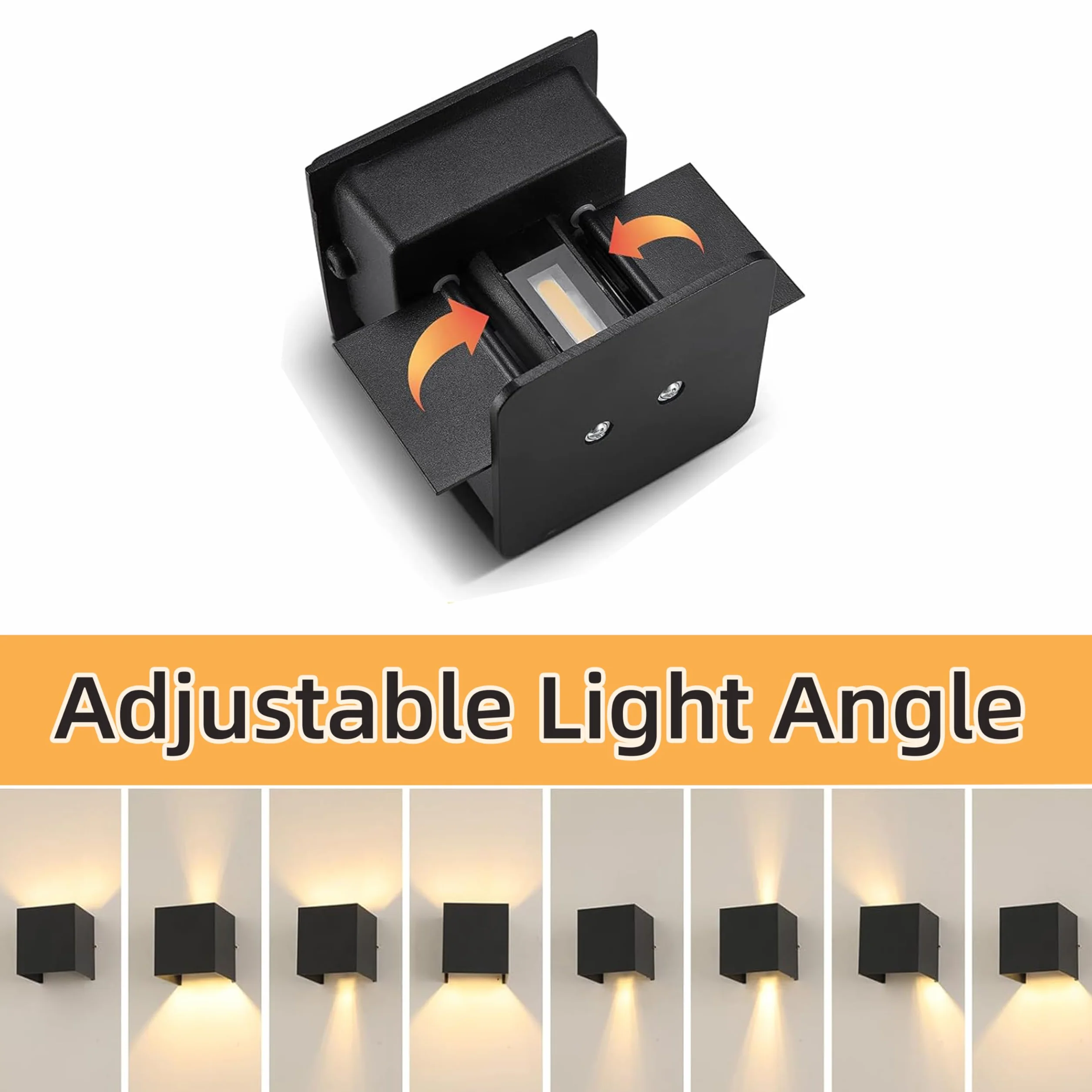 Lampy ścienne LED z czujnikiem ruchu 2 szt. Bezprzewodowa regulowany kąt wiązki czarna