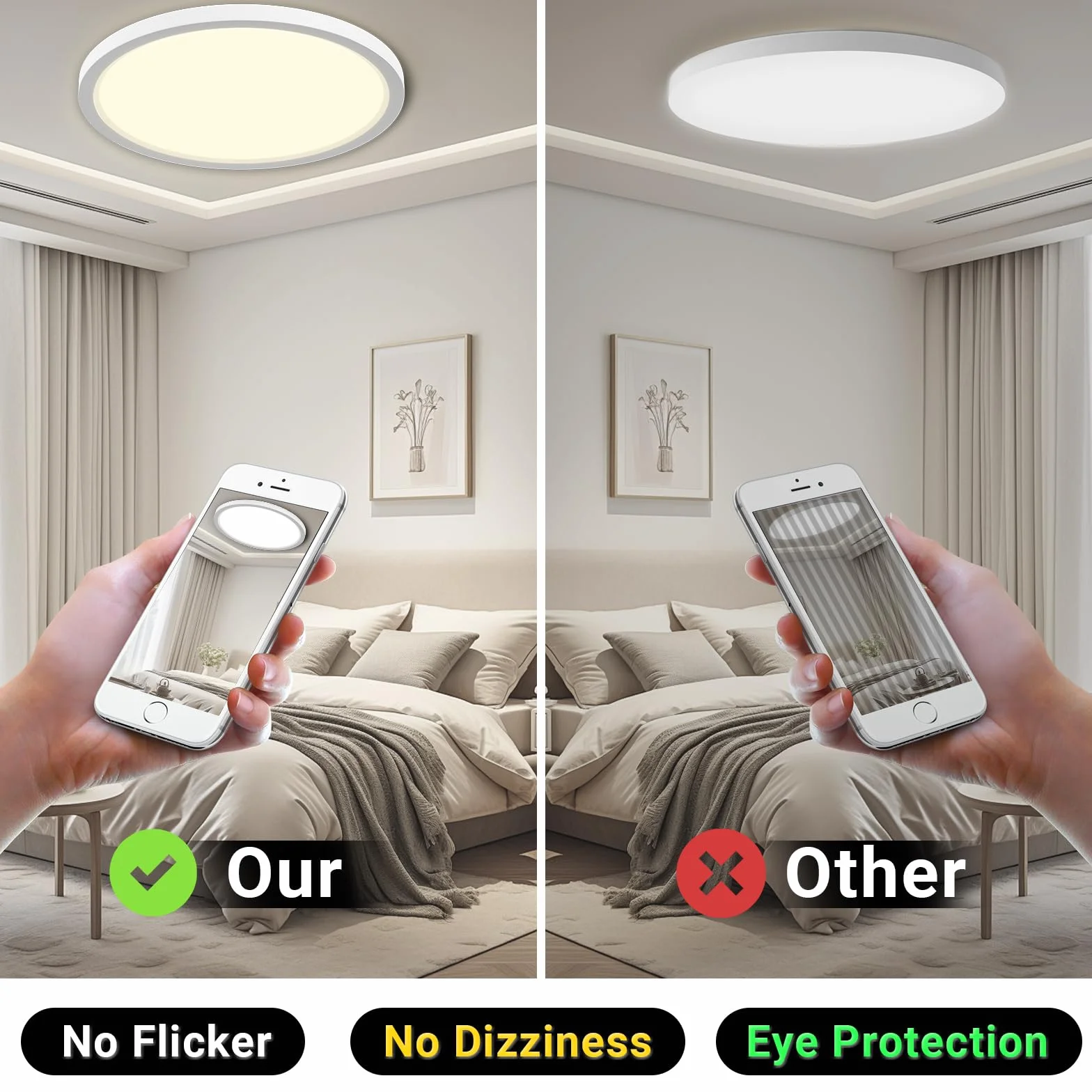 LQWELL® Lampa sufitowa LED, IP44 wodoodporna lampa łazienkowa okrągła płaska 36W 4000K 4320LM nowoczesna prosta lampa cienka do salonu sypialni kuchni biura, 400 * 24mm