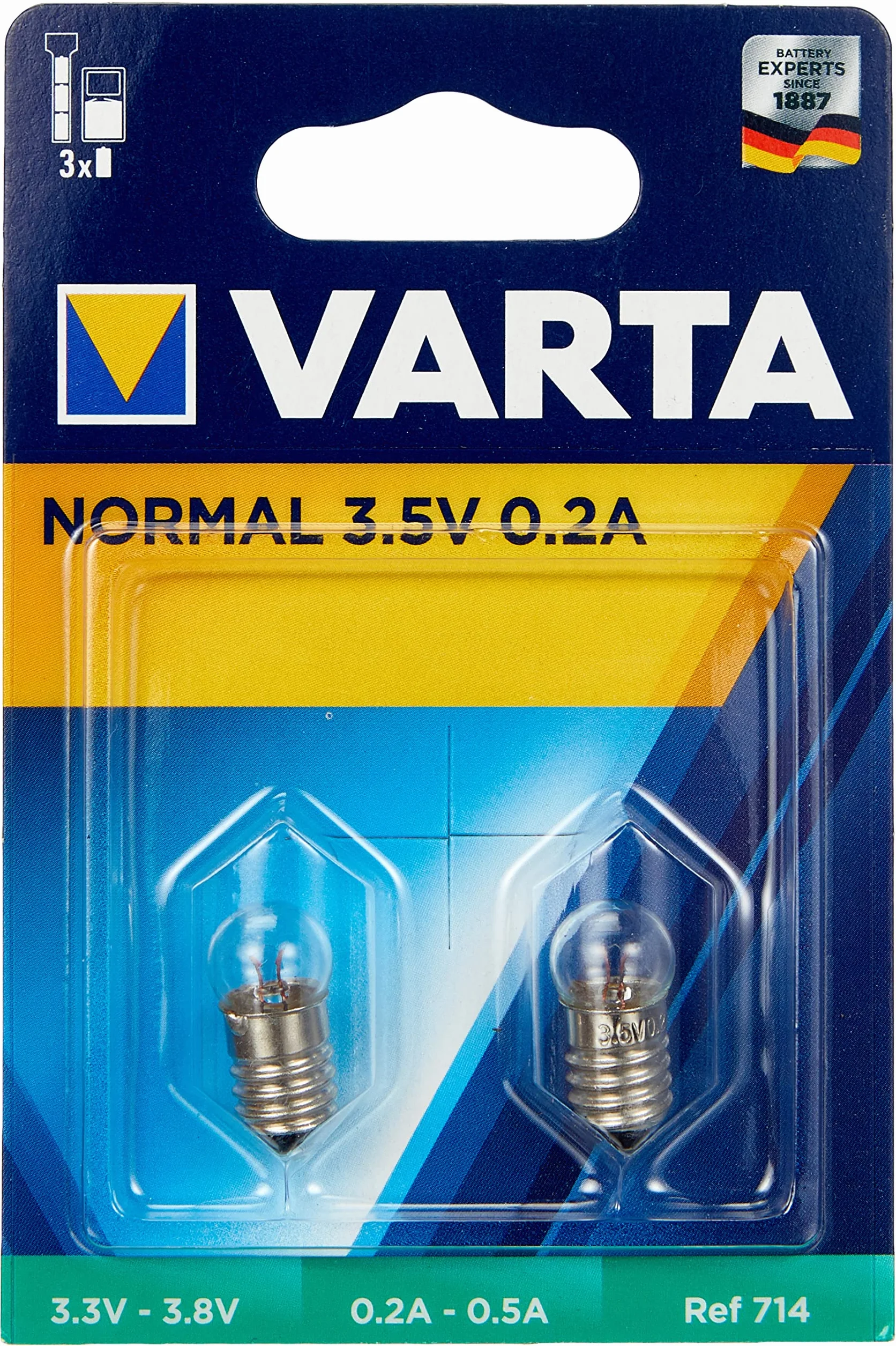 Varta 714 żarówka gwint 3,5 V 0,2 A opakowanie 2 szt