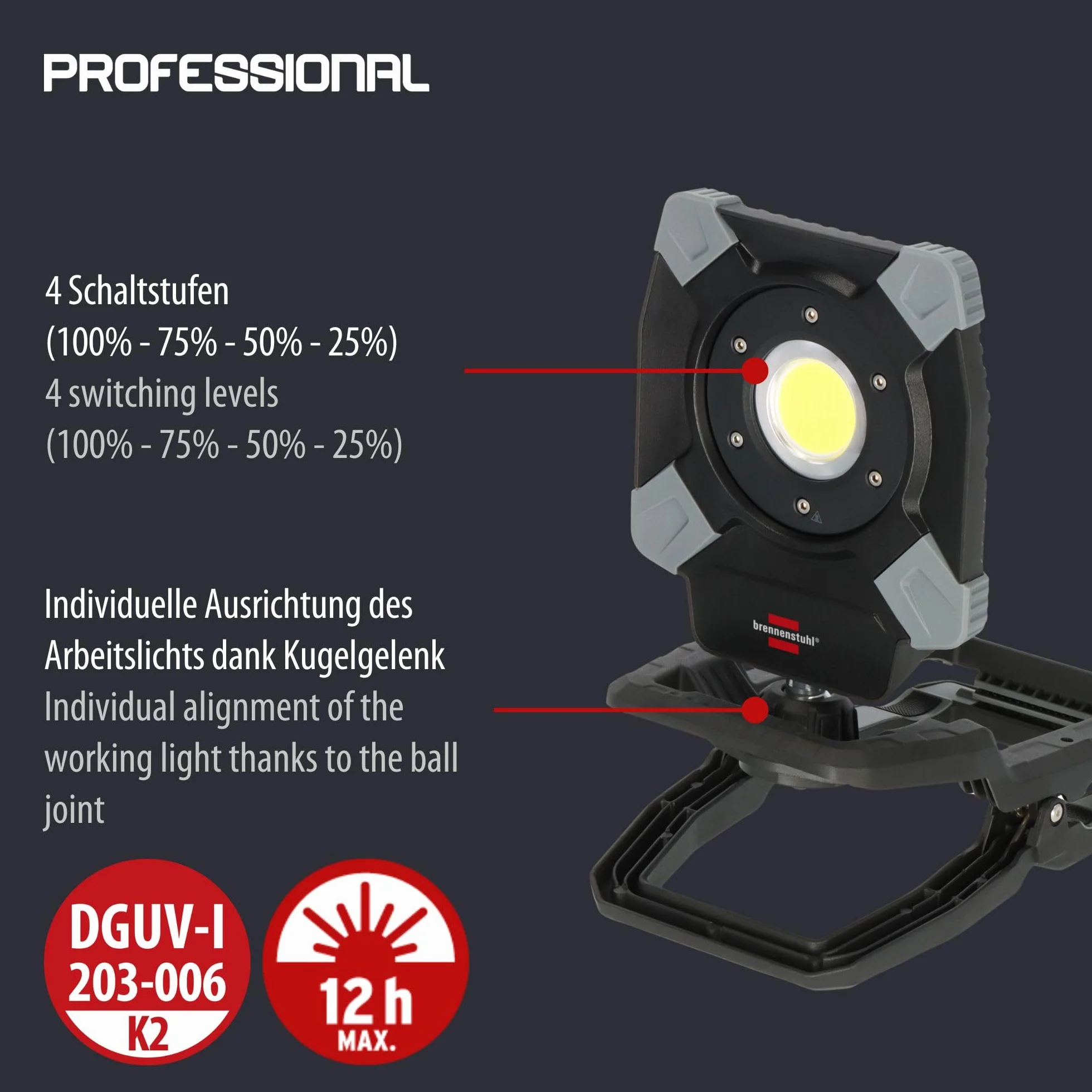 Brennenstuhl Professional LED hybrydowy reflektor budowlany CL 5050 MBAH 50W 6800lm IP65