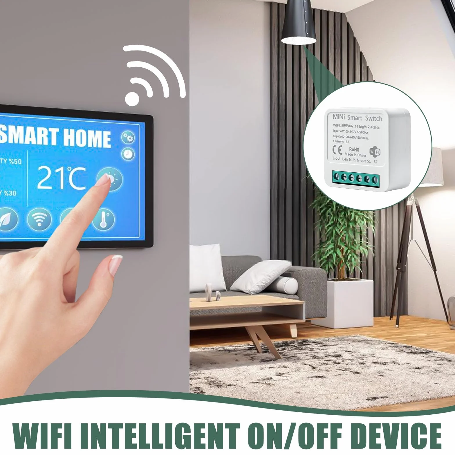 Inteligentny moduł przełącznika światła 2-drożny Wi-Fi, kompatybilny z Tuya Alexa Google, mini włącznik za ścianą