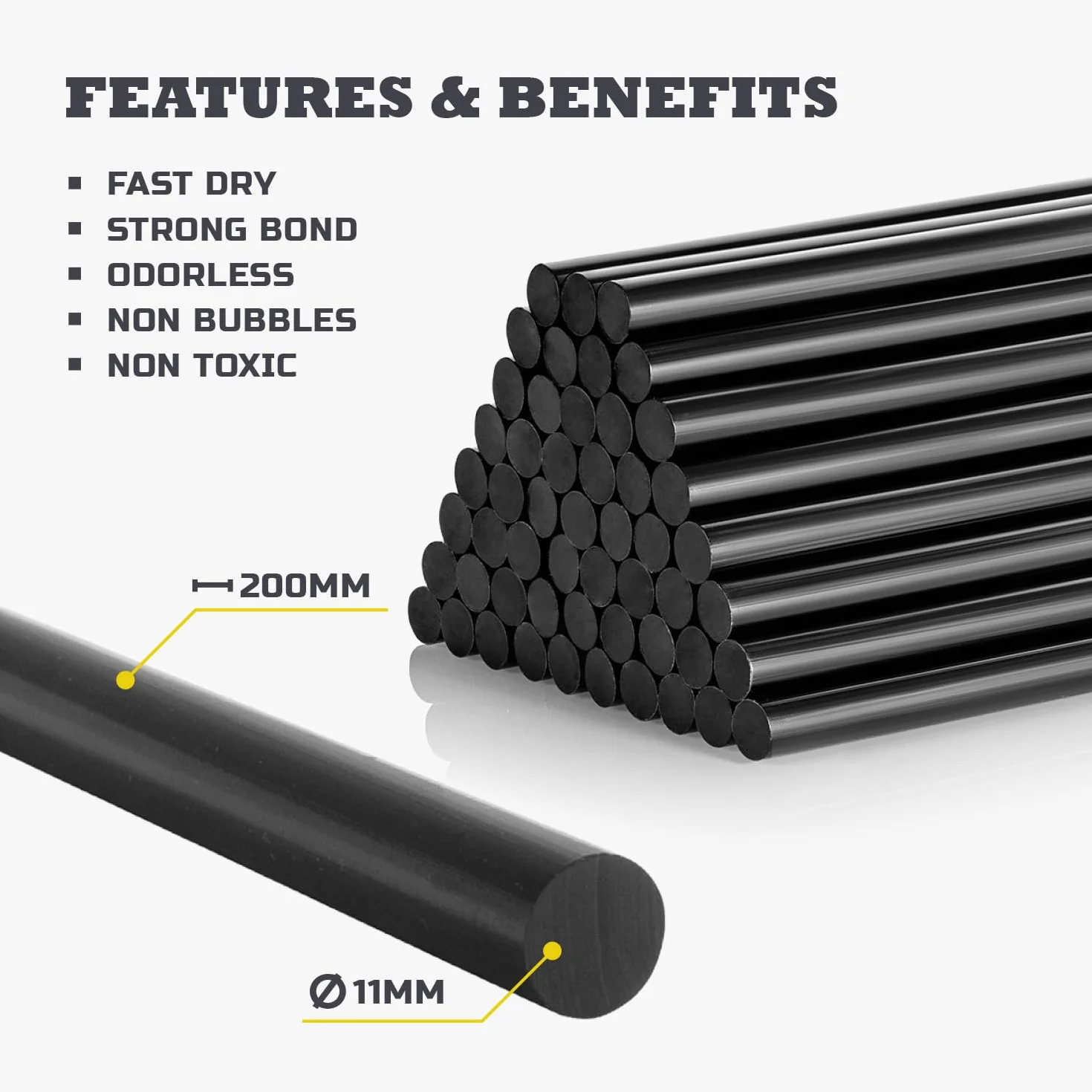 Klej do Pistoletu na Gorąco Ø 11 mm Długość 200 mm 1 kg Uniwersalny do PDR DIY