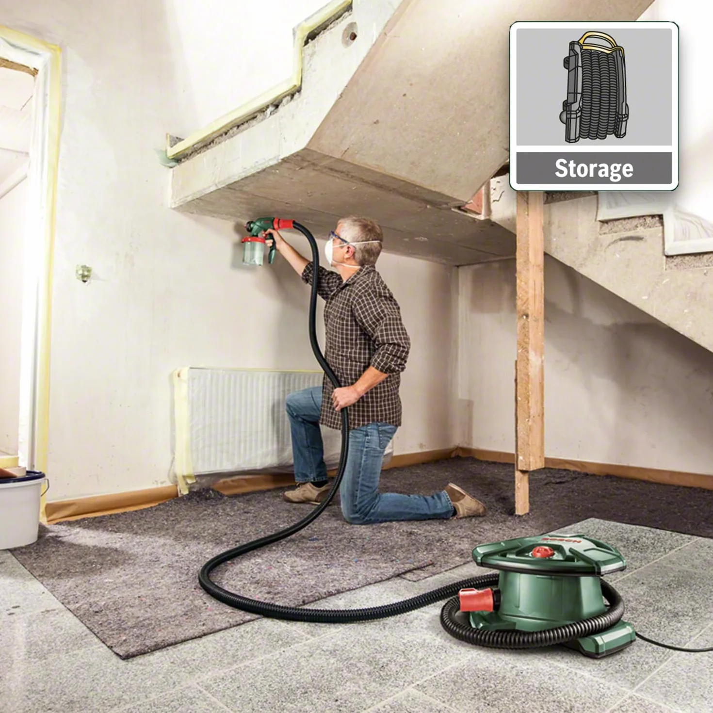Bosch System natryskowy PFS 5000 E (1200 W, 2 x pojemnik na farbę 1000 ml, dysze do farb ściennych, lakierów i lazur, w kartonie)