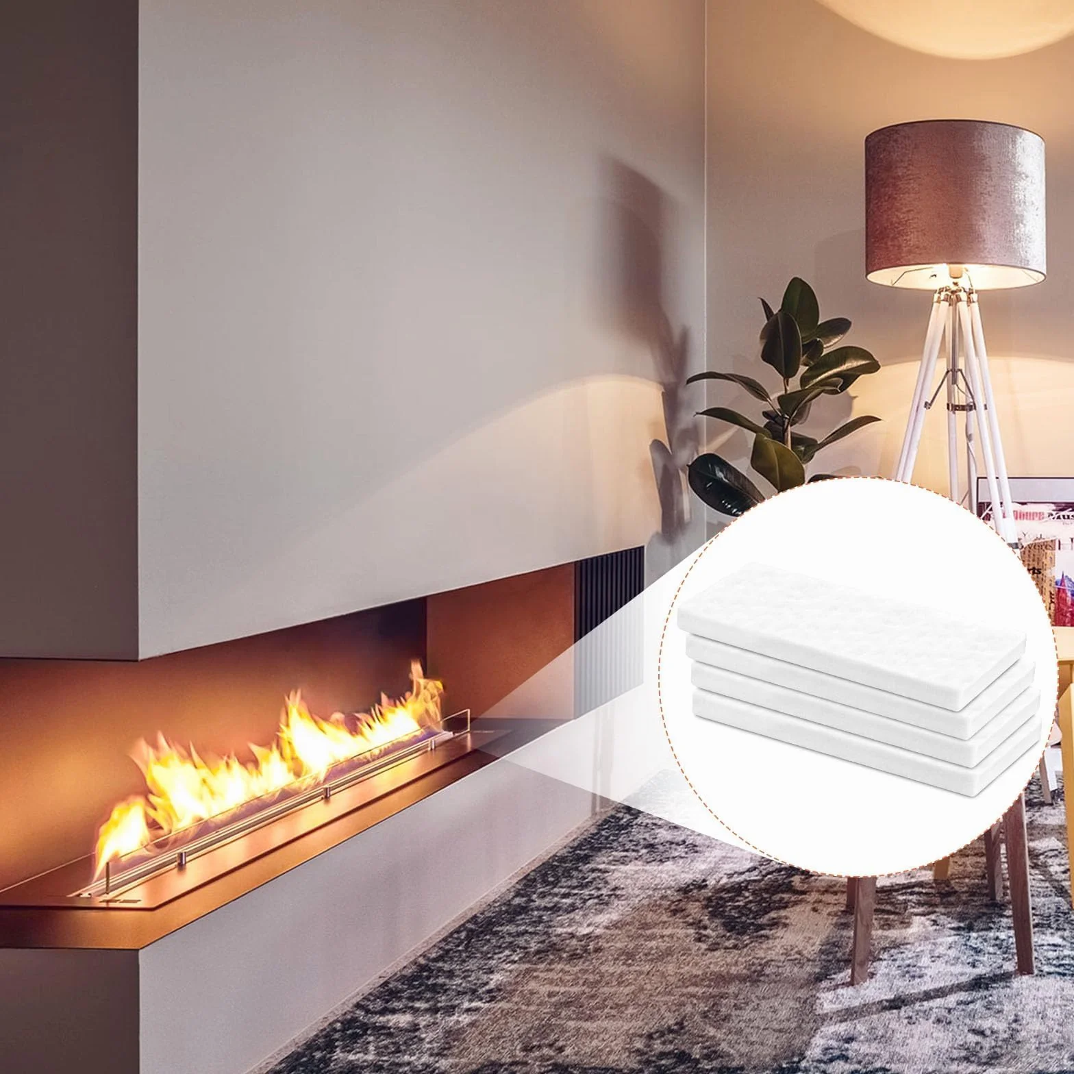 Gąbka z wełny ceramicznej 300x100x25 mm 4 sztuki do kominka bioetanol