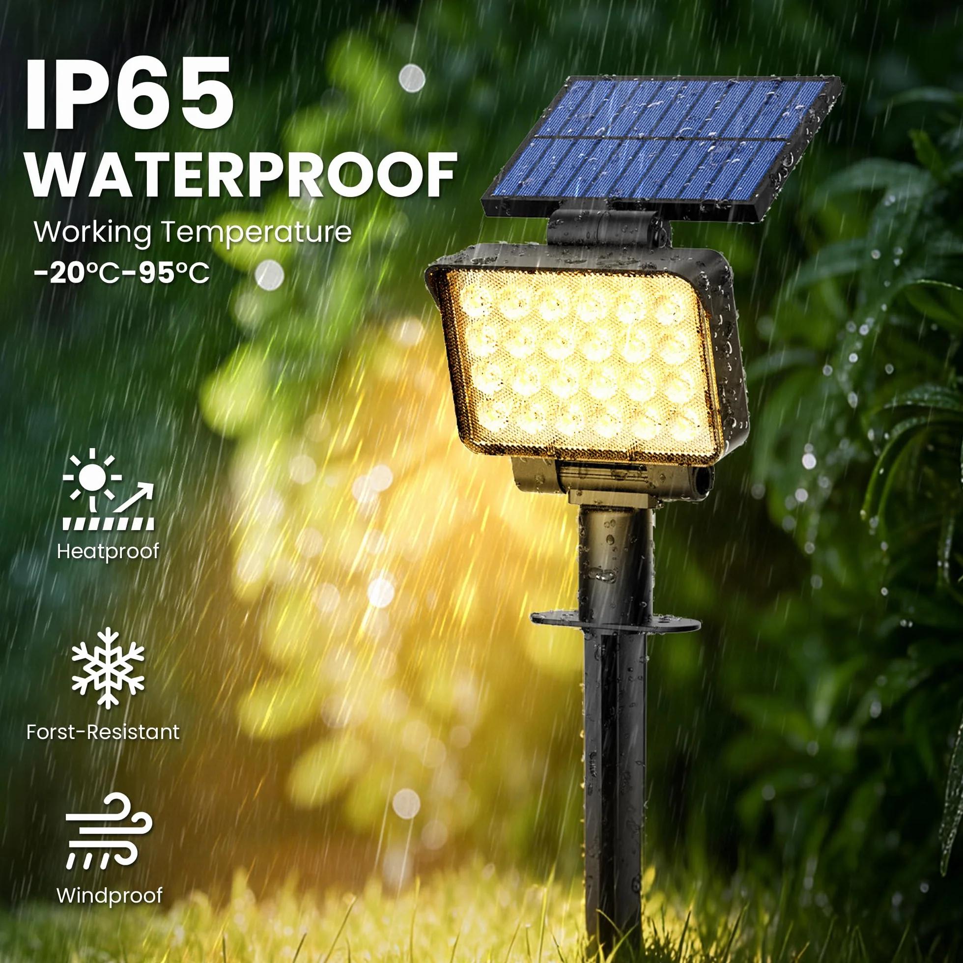 Solpex Solarne oświetlenie punktowe IP65 24 diody LED reflektory zewnętrzne ciepła biel 4 sztuki