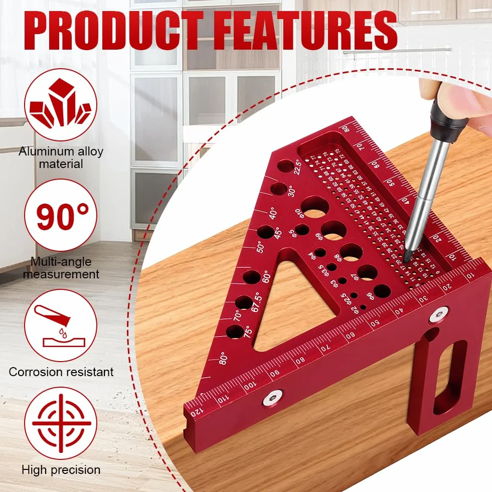 Flintronic Kątomierz Metalowy 120 mm Aluminiowy 3D 22,5-90° Precyzyjny Miernik Stopnia