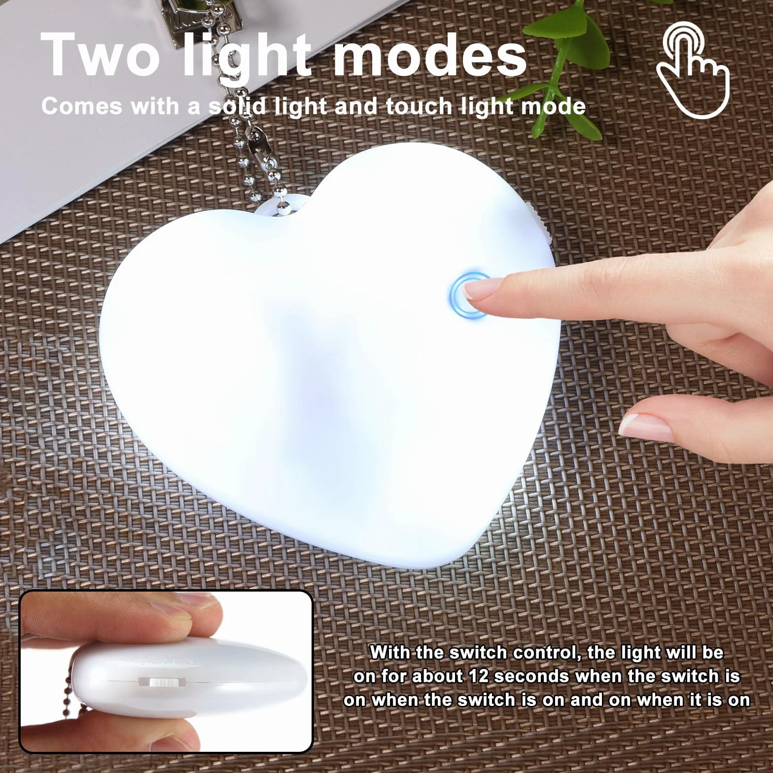 Lampka LED do torebki z czujnikiem dotykowym, przenośne światło kieszonkowe, breloczek ze światłem, 2 tryby