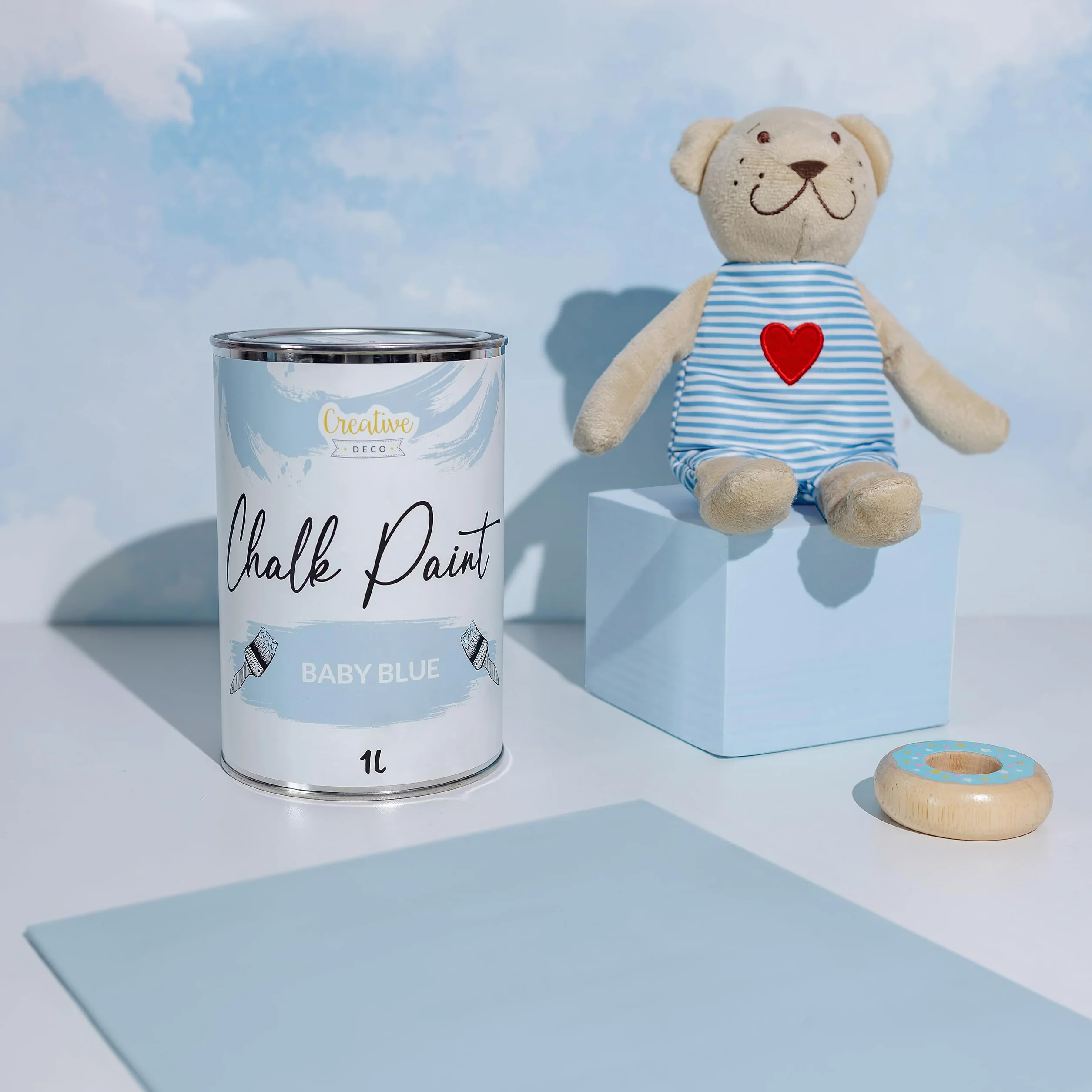 Creative Deco Farba Kredowa Niebieski Jasny | 1000 ml | Matowa i Zmywalna | Idealna do Renowacji Mebli, Dekoracji i Decoupage’u | Możliwy Efekt Wytarcia i Gradientu
