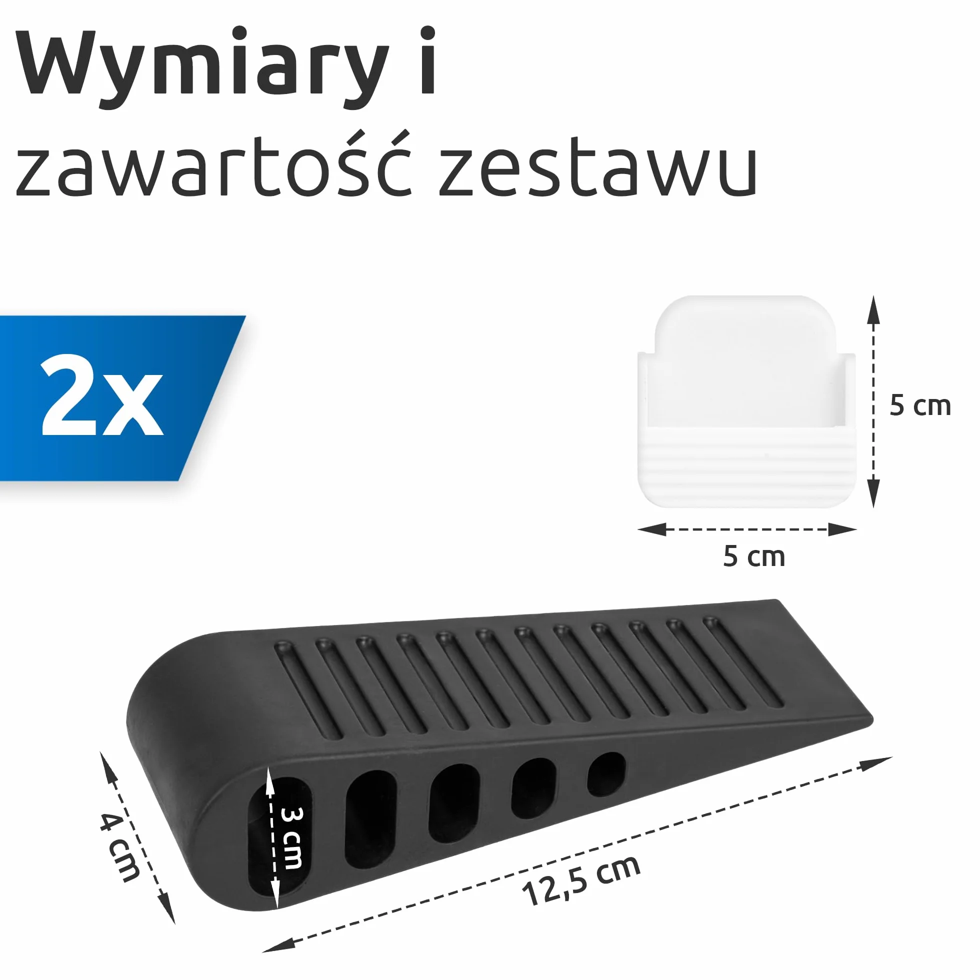 Zestaw klinów do drzwi 2 sztuki - Premium klin TPR samoprzylepny antypoślizgowy