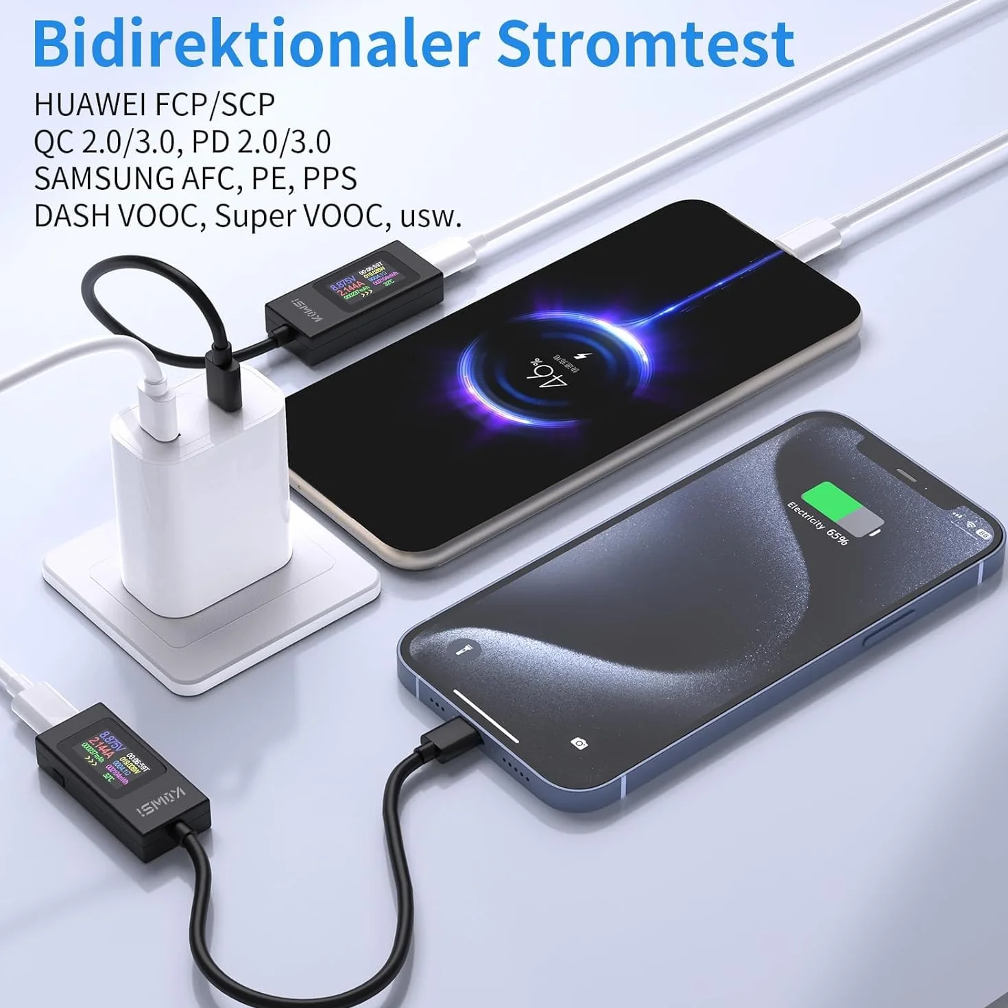 Tester USB C 4-30V 0-6.5A Multimetr cyfrowy miernik mocy