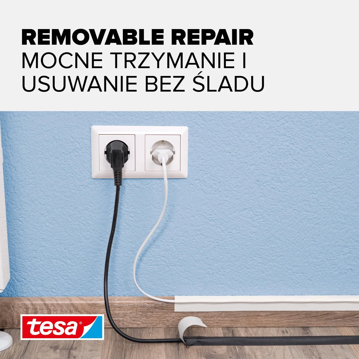 tesa extra Power Removal Repair – wytrzymała taśma materiałowa o mocnym kleju – łatwa do ręcznego rozdzierania – taśma naprawcza usuwalna bez śladów – 10m x 38mm – czarna