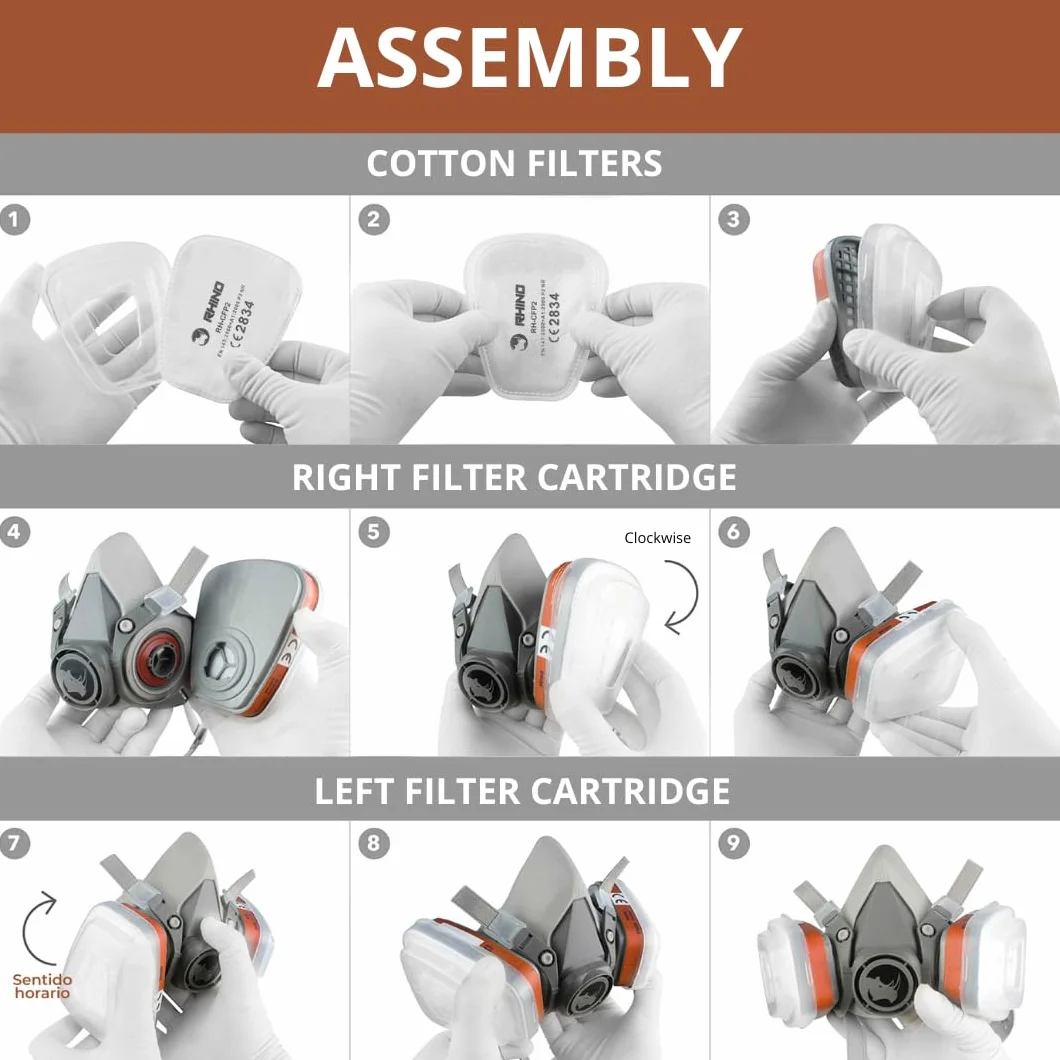 Zestaw wkładów i filtrów do maski RHINO x2 wkłady, x6 filtrów x2 ochraniacze