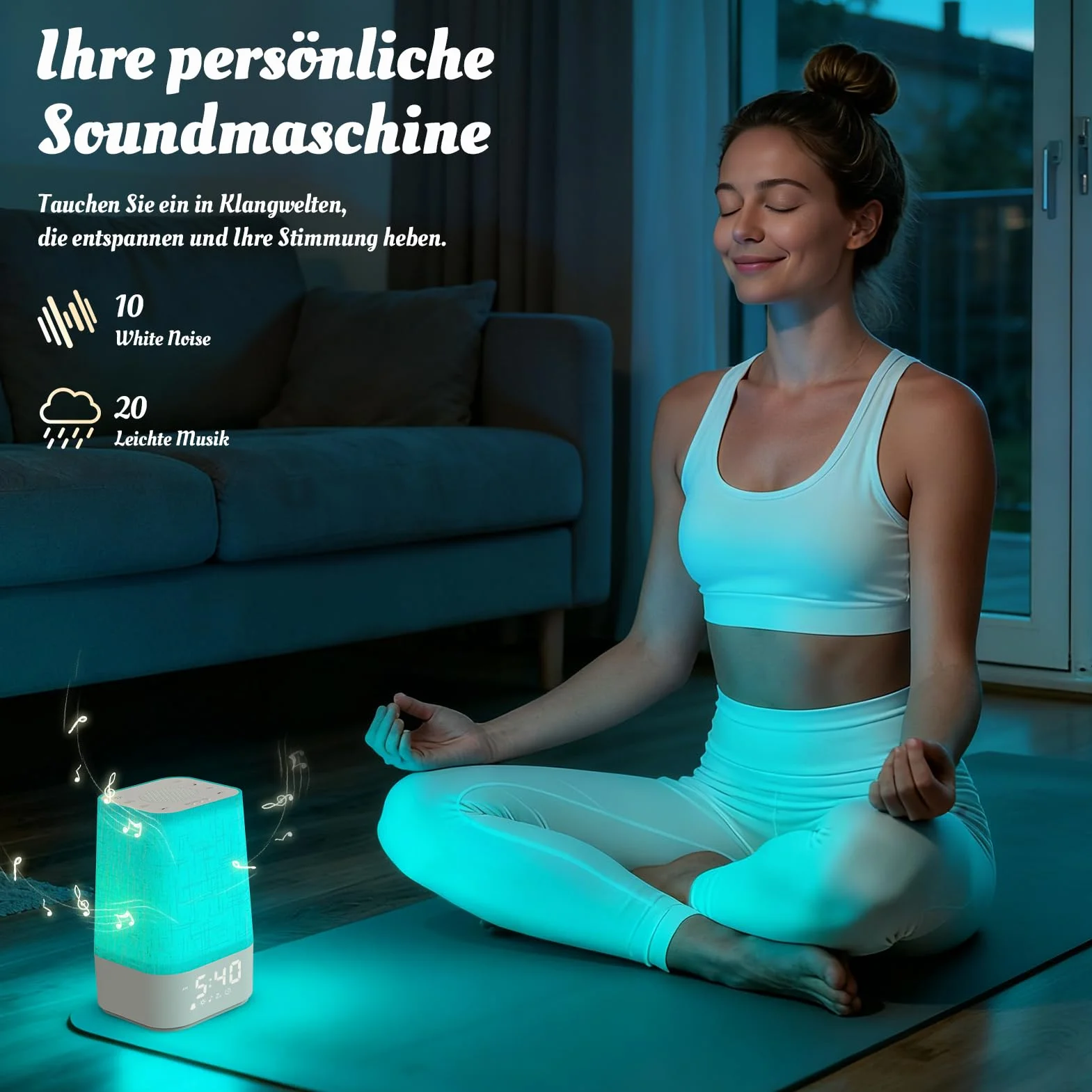 Budzik Świetlny z 30 Dźwiękami Natury, Budzik z Symulacją Wschodu Słońca, Regulowana Lampa Nocna