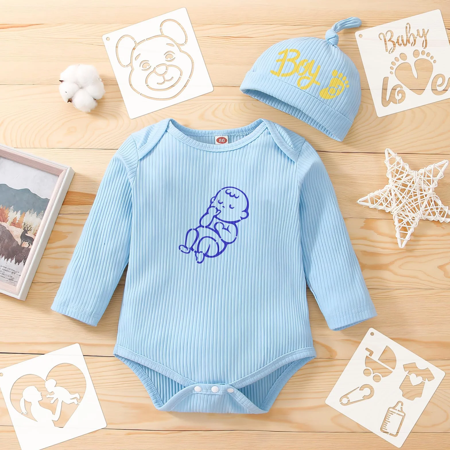 Szablony na baby shower motyw dziecka 25 szt zestaw do malowania tkanin wielokrotnego użytku rękodzieło