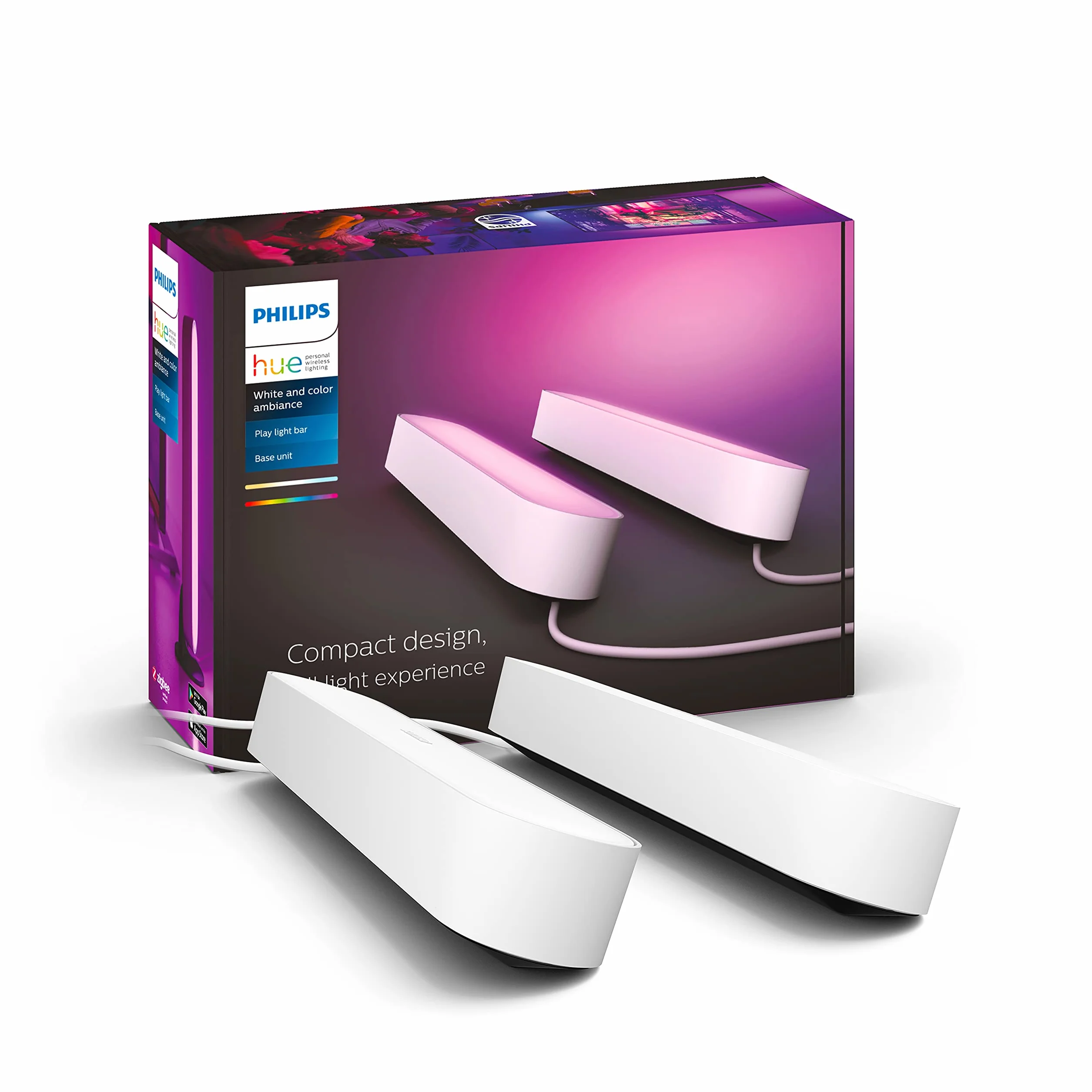 Philips Hue Play White and color ambiance Zestaw 2 podłużnych lamp, biała, 16 mln kolorów, możliwość przyciemniania, sterowanie aplikacją