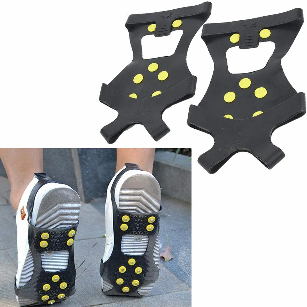 VGEBY Ice Cleats kolce antypoślizgowe 10 stalowych szpilek raki śnieżne antypoślizgowe zatrzaski do butów i butów (L)
