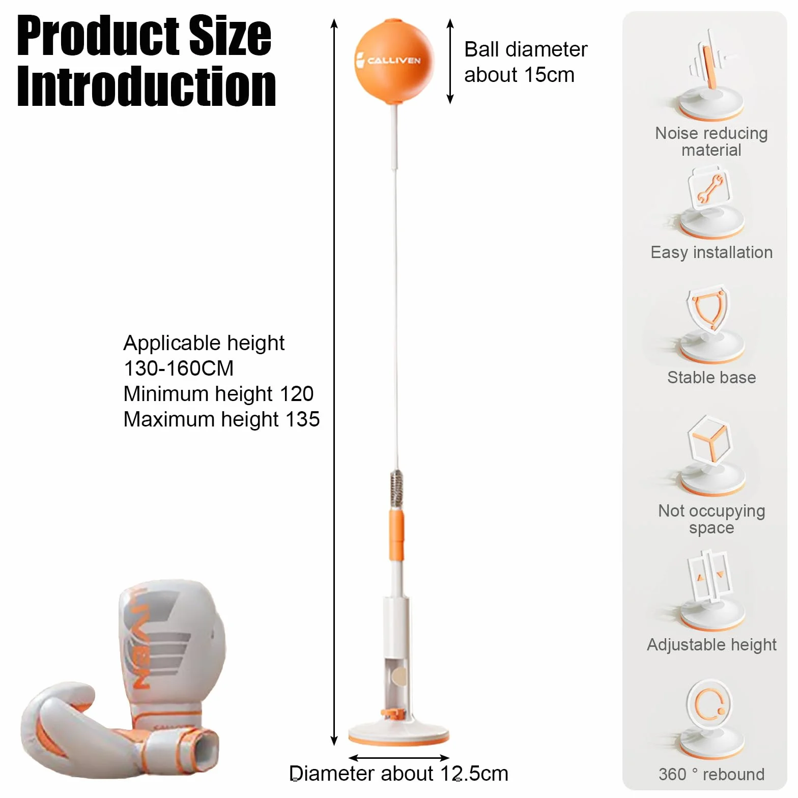 Piłka bokserska klasy premium, piłka bokserska dla nastolatków, gruszka bokserska 120-135 cm, regulacja wysokości, piłka treningowa do boksu sportowego