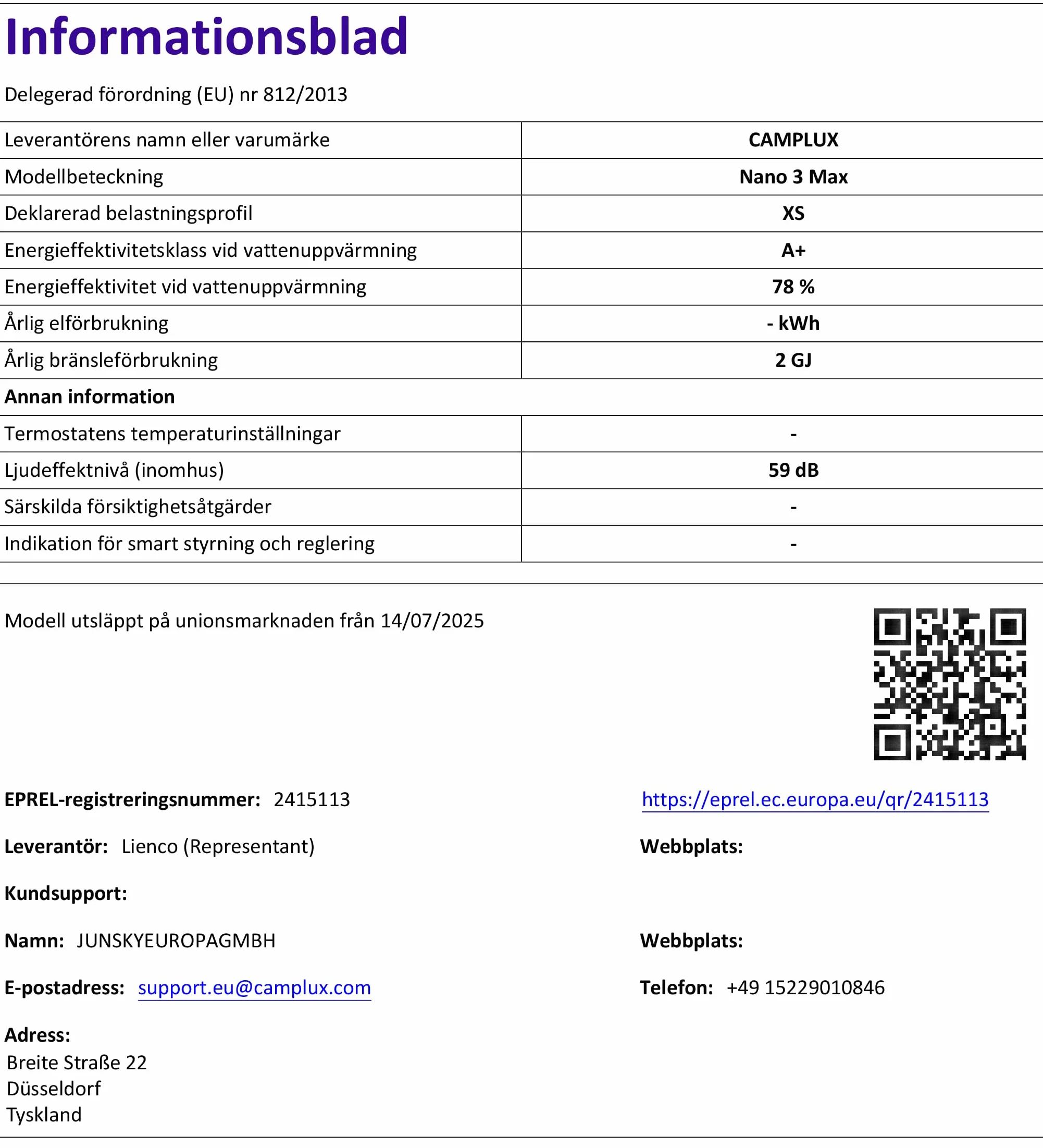 CAMPLUX Nano 3 Max Gazowy Podgrzewacz Wody Przenośny 3 L/min Butan 28-30 mbar 12V