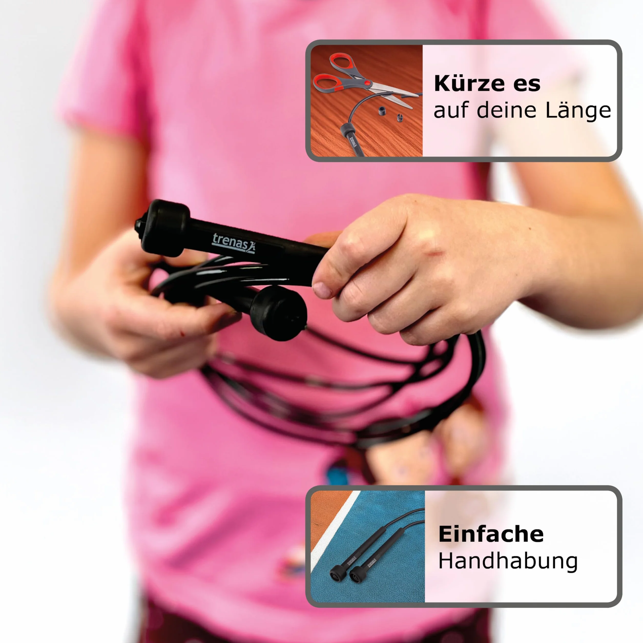 TRENAS Oryginalna Speed Rope - 3 metry - niebieska - zielona - czarna - czerwona - żółta - pomarańczowa