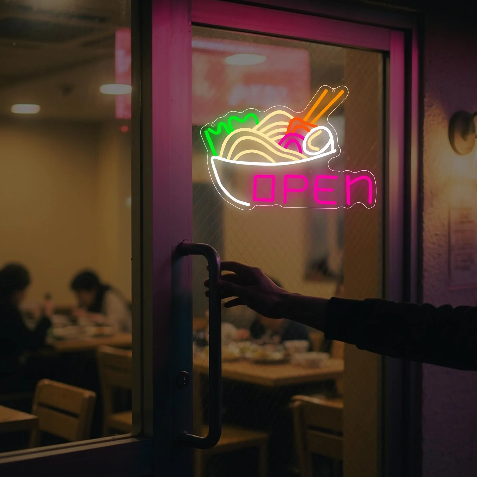 Neonowy znak miska ramen z makaronem LED podświetlany na ścianę USB do kuchni japońska restauracja