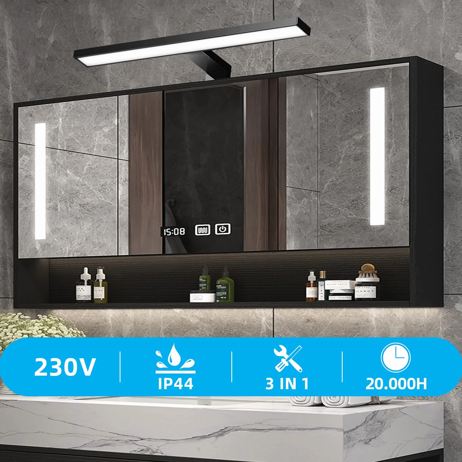 Lampa LED do lustra 40 cm matowa czerń 3000 K 10 W 800 lm ciepłe światło