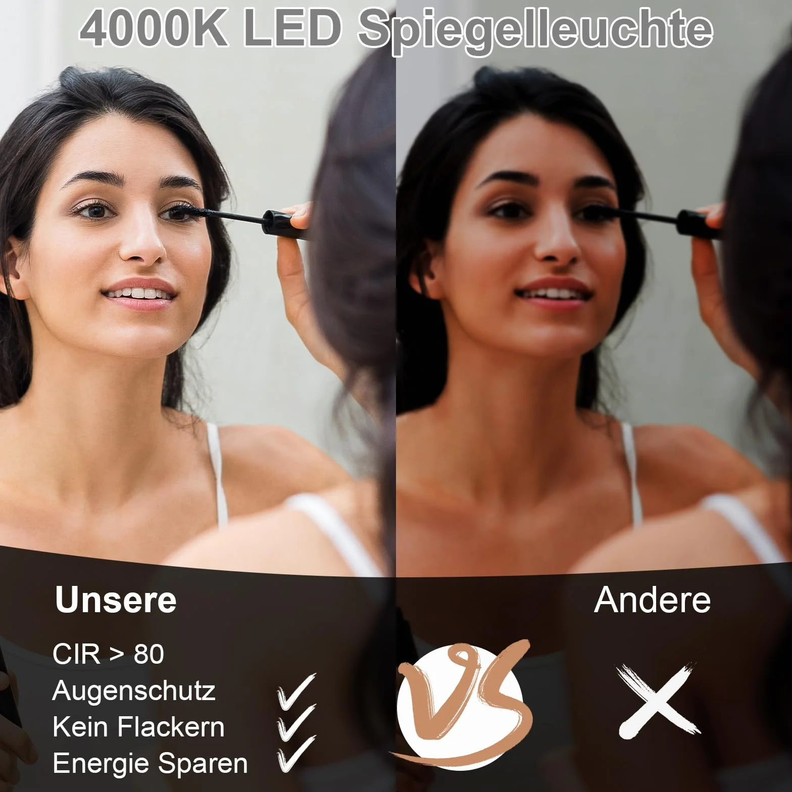 Karrong Lampa LED do lustra łazienkowego 40 cm 8 W 1000 lm 4000 K IP44 wodoszczelna