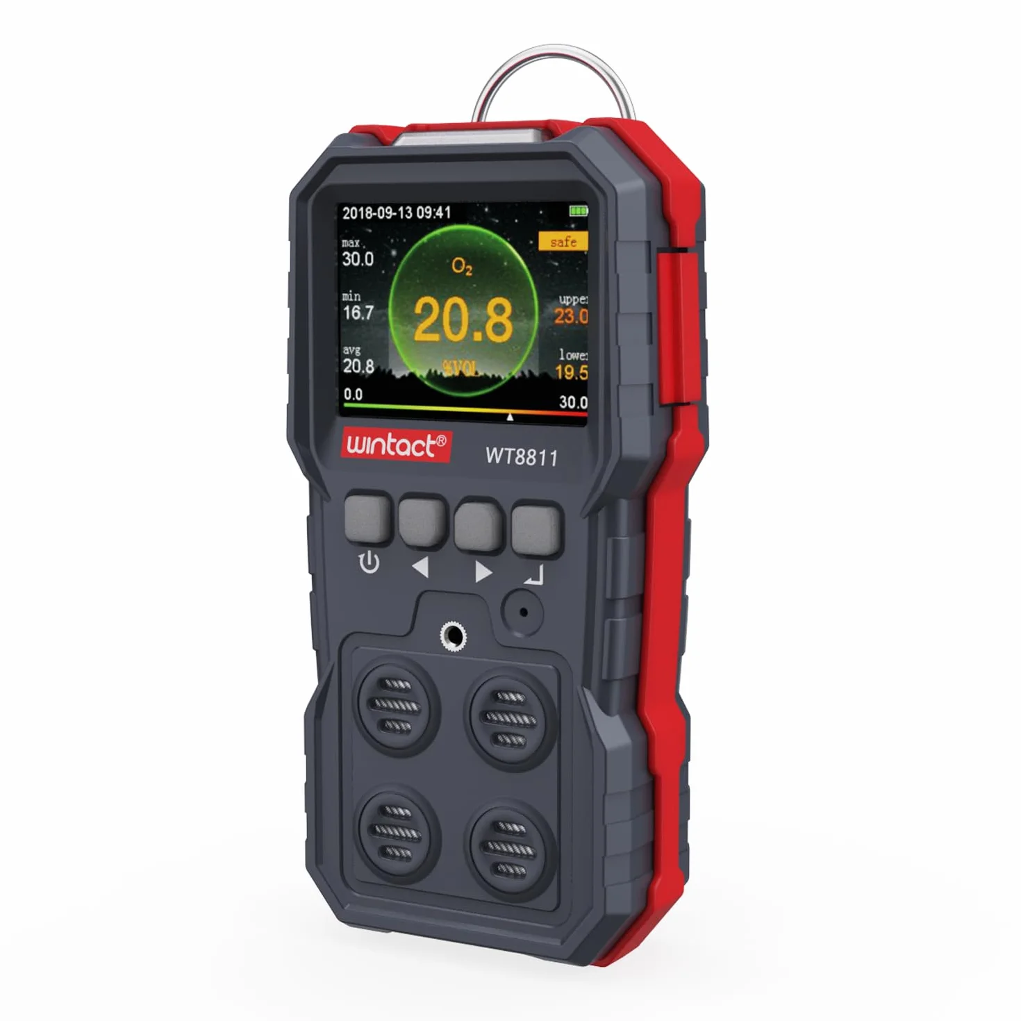 Wintact Detektor wycieku gazu 4 w 1, monitor Multi Gas Alarm Sniffers palny, naturalny, metan, propan, tlenek węgla, siarkowodór, tlen
