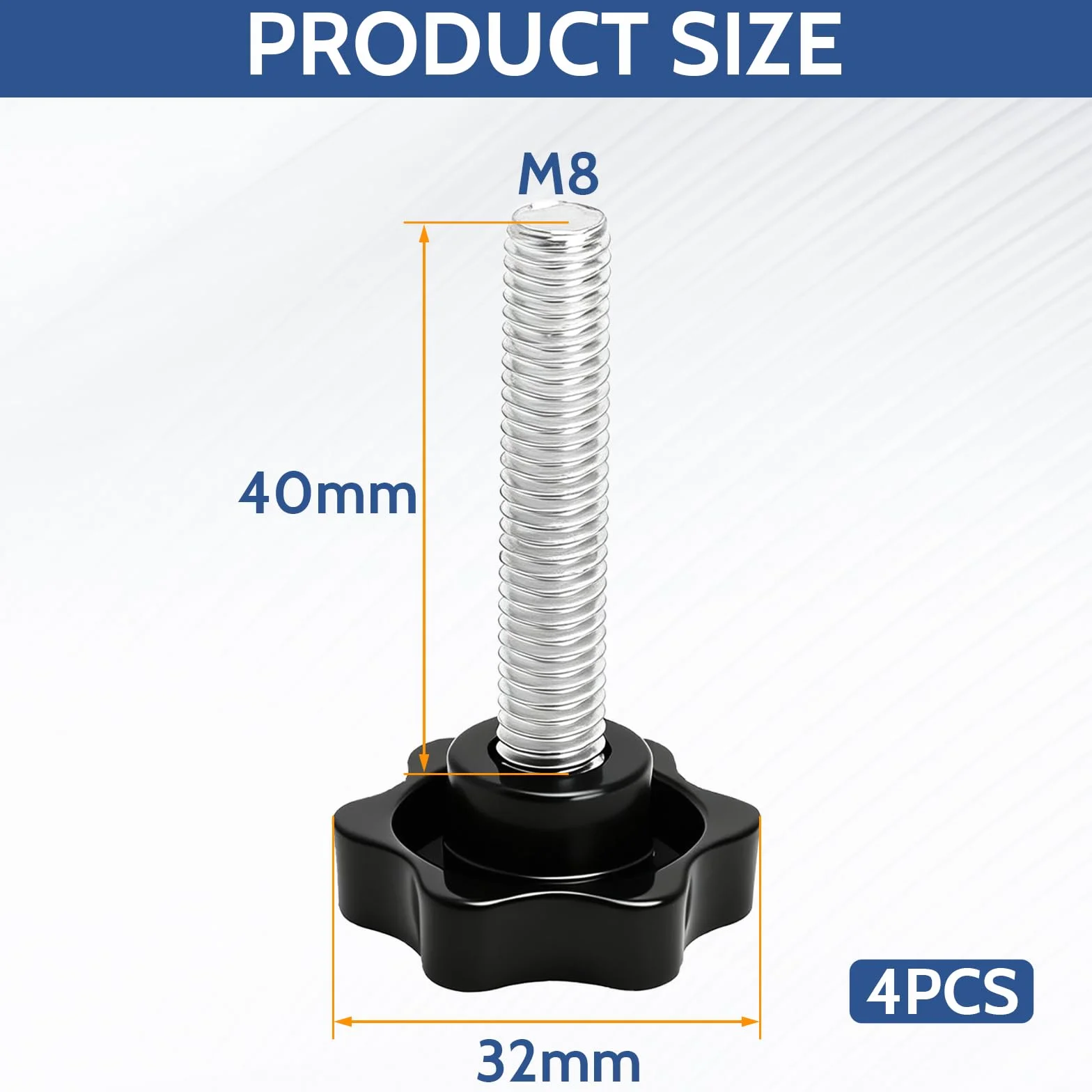 Śruby z uchwytem gwiazdowym M8 x 40 mm nakrętka M8 Star Gałka Screw czarna do budowy maszyn
