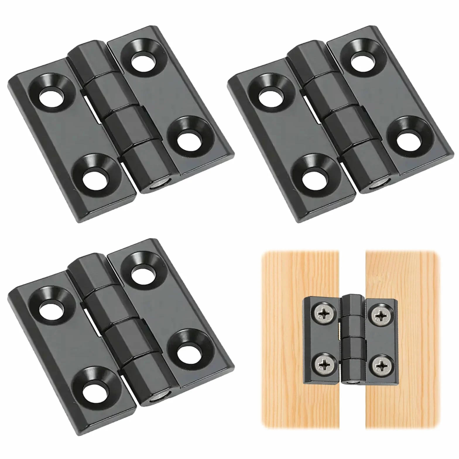 Metalowe zawiasy składane 40 mm × 40 mm ze stopu cynku czarne do drzwi szafy okna