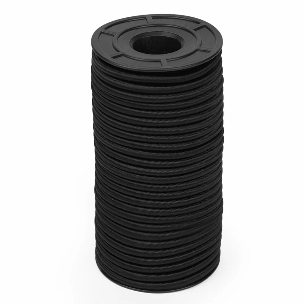 Bungee sznurki elastyczny 5 mm x 20 m ciężka lina do przyczepy plandeki namiotu DIY czarne