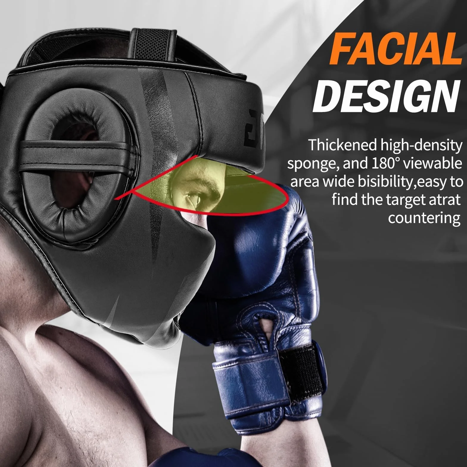 FIVING Nakrycie głowy do boksu, do sportów walki, treningu MMA, kickboxingu, nakrycie głowy, kask do Muay Thai, grapplingu, kickboxingu