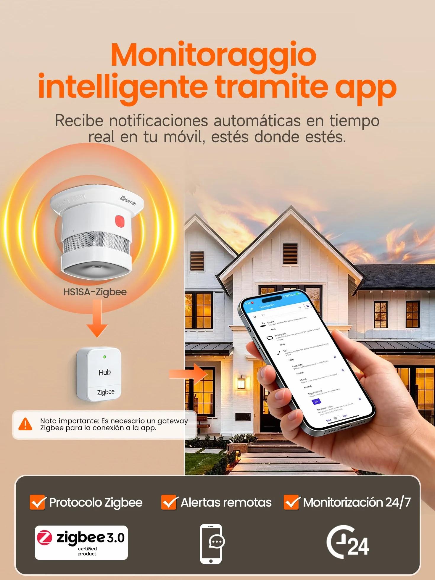 HEIMAN Inteligentny czujnik dymu HS1SA-E Plus Zigbee 3.0 DBI czujnik pożaru fotoelektryczny automatyka domowa ZHA Z2M