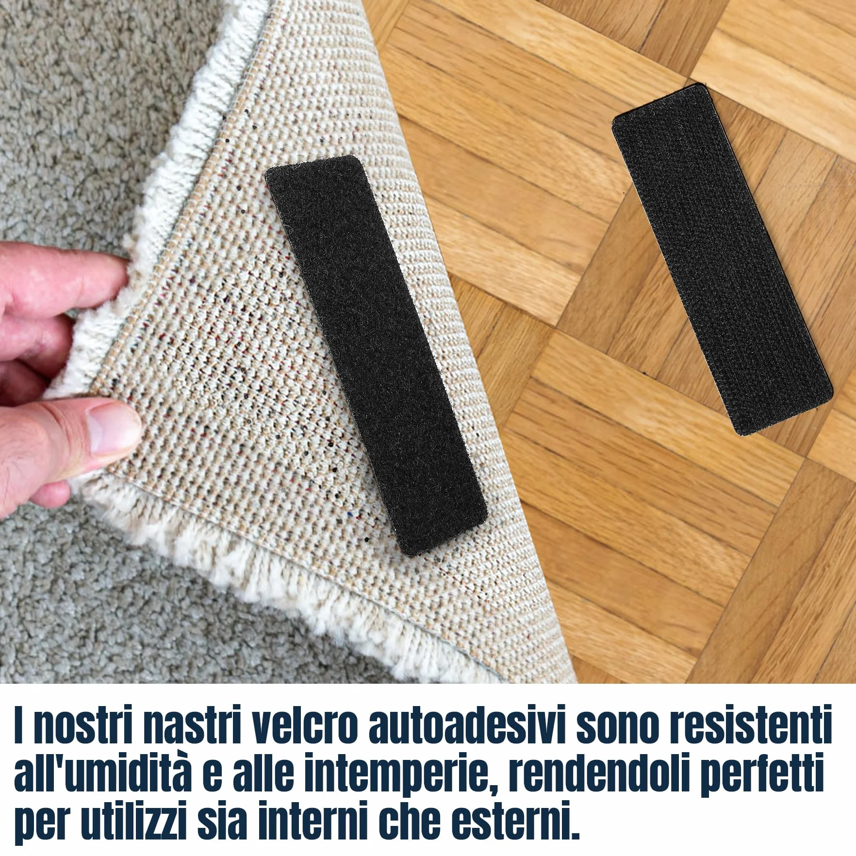 Dwustronne filcowe prostokąty 3x10 cm, mocna taśma klejąca do tkaniny, czarne
