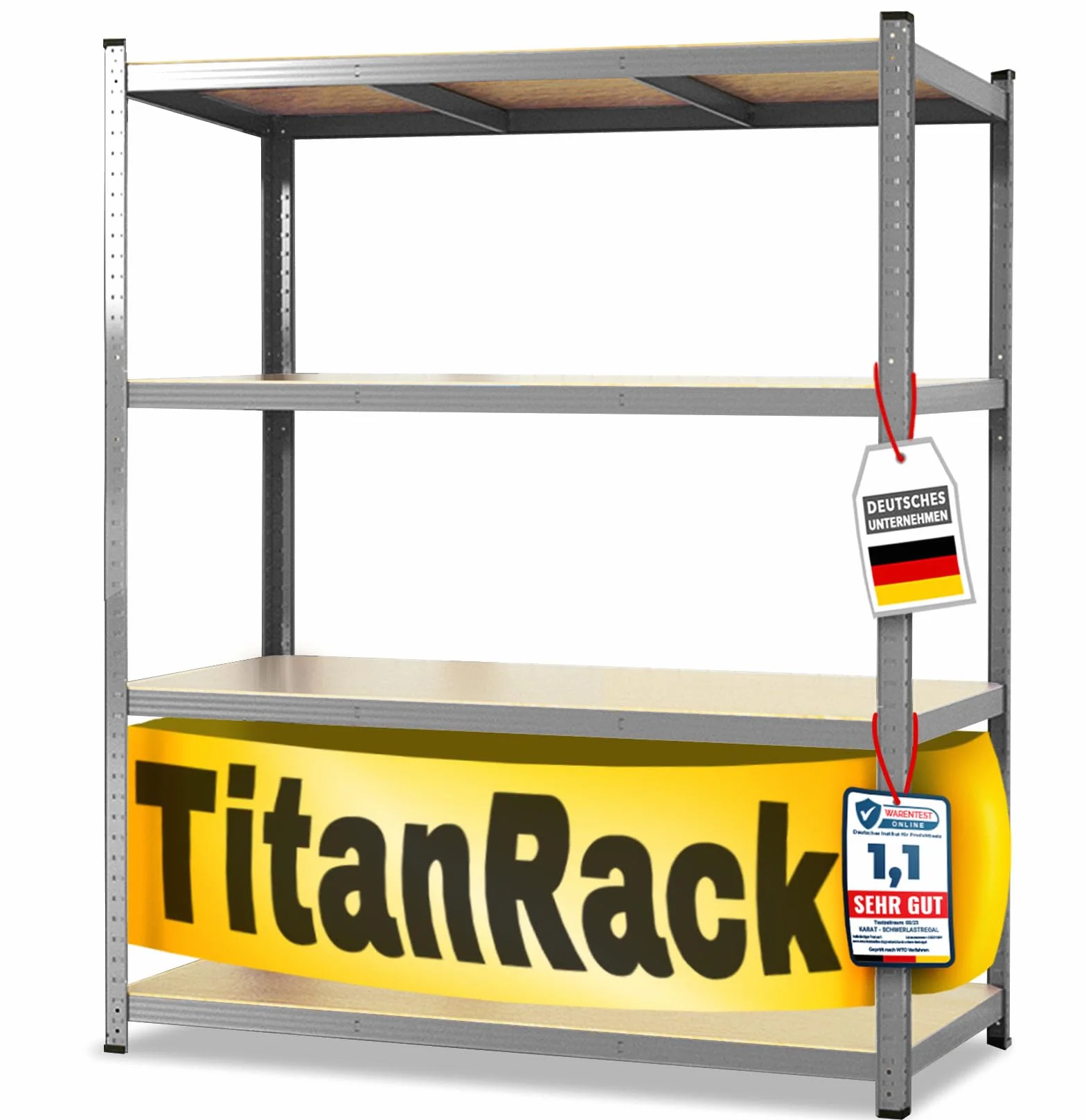 KARAT Regał XXL do dużych obciążeń, ocynkowany, 200 x 150 x 80 cm, regał magazynowy do garażu, piwnicy i warsztatu – regał wtykowy, regał szerokoprężny, do piwnicy, warsztatu (TitanRack Duży)