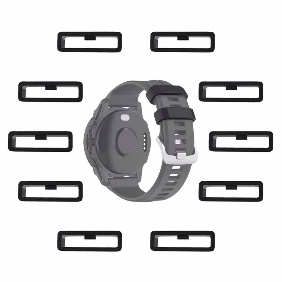 Pętle do paska do zegarka Garmin Fenix 7S / 6S / 5S / Forerunner 55/45/45S/245 / Instinct 2S pierścienie mocujące do smartwatcha [10 szt.], miękki silikonowy zamiennik bezpiecznych pierścieni,
