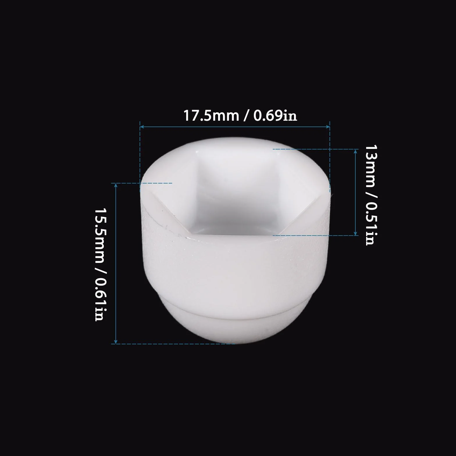 QUARKZMAN nakrętki ochronne na śruby M8 x 13 mm 25 szt. plastikowe nakładki sześciokątne białe
