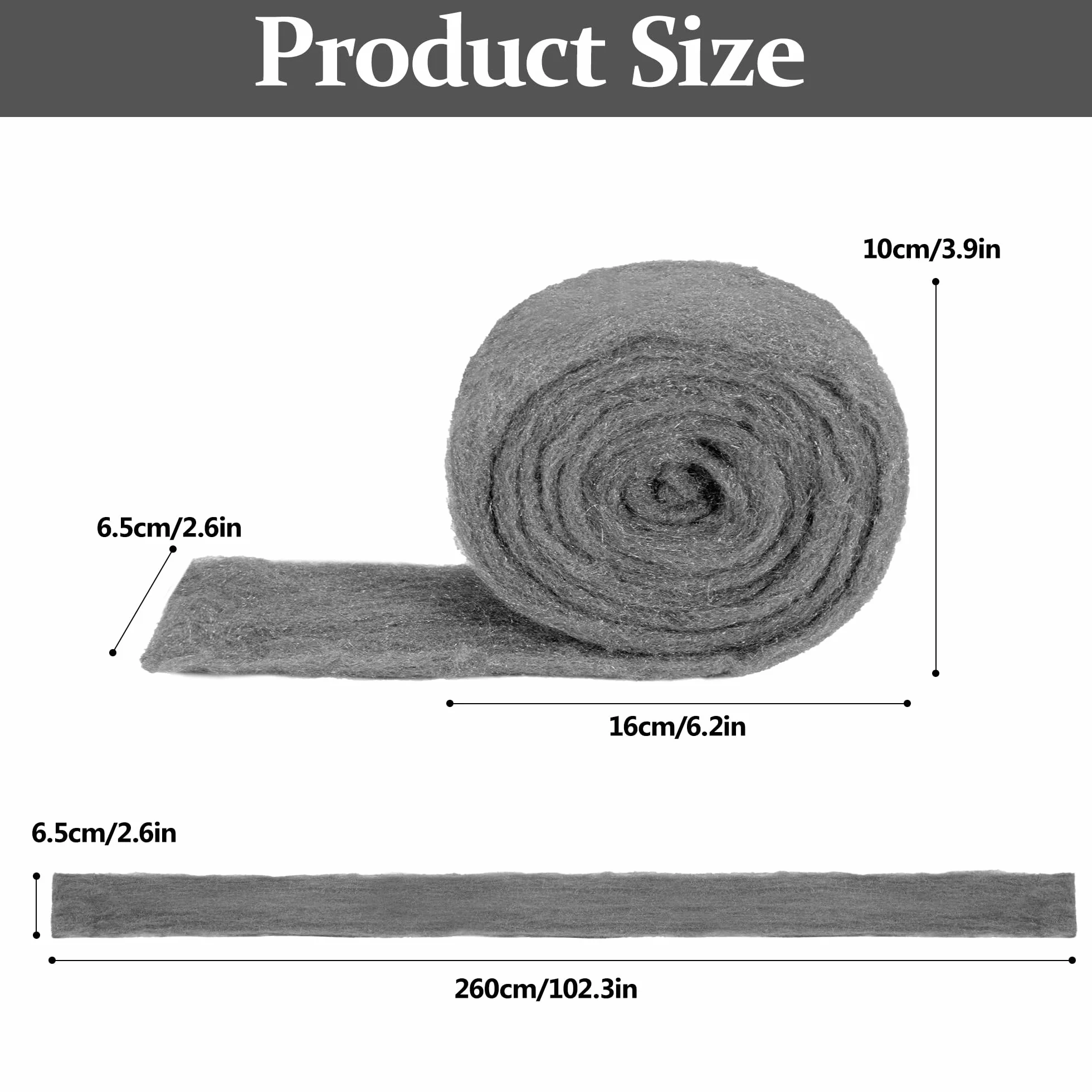 Wełna stalowa przeciw gryzoniom 0000 6,5 x 260 cm 2 sztuki