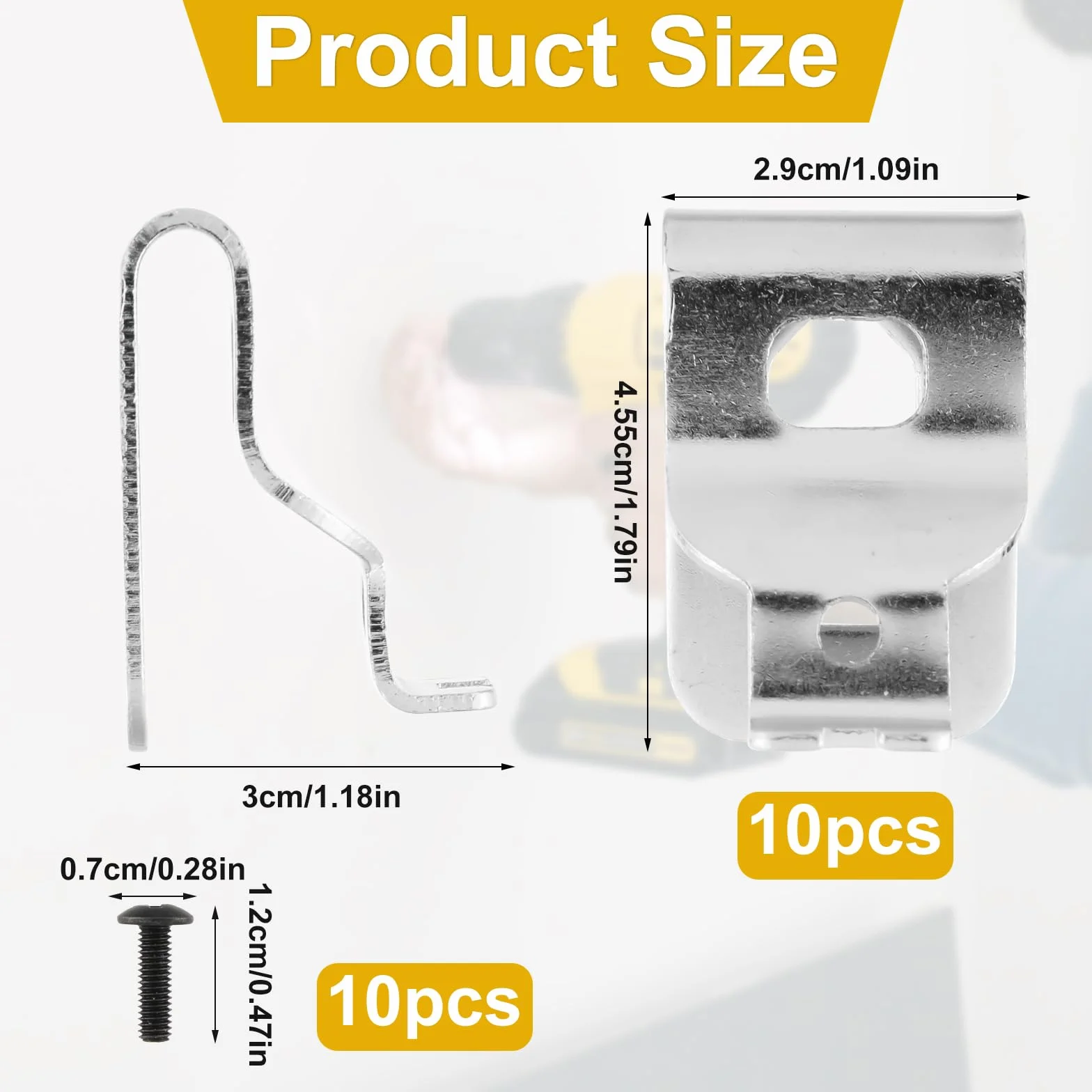 Dewalt Zaczepy do Paska Stal Nierdzewna 10 szt. Pasuje do 20V DCD985 DCD980