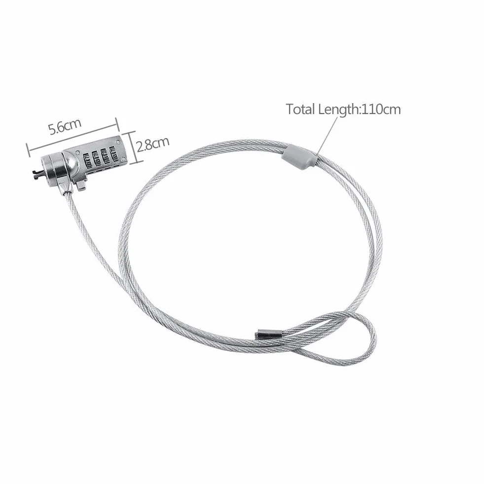 Kombinowany kabel zabezpieczający z czterocyfrowym hasłem, kabel blokady bezpieczeństwa laptopa i tabletu, antykradzieżowy